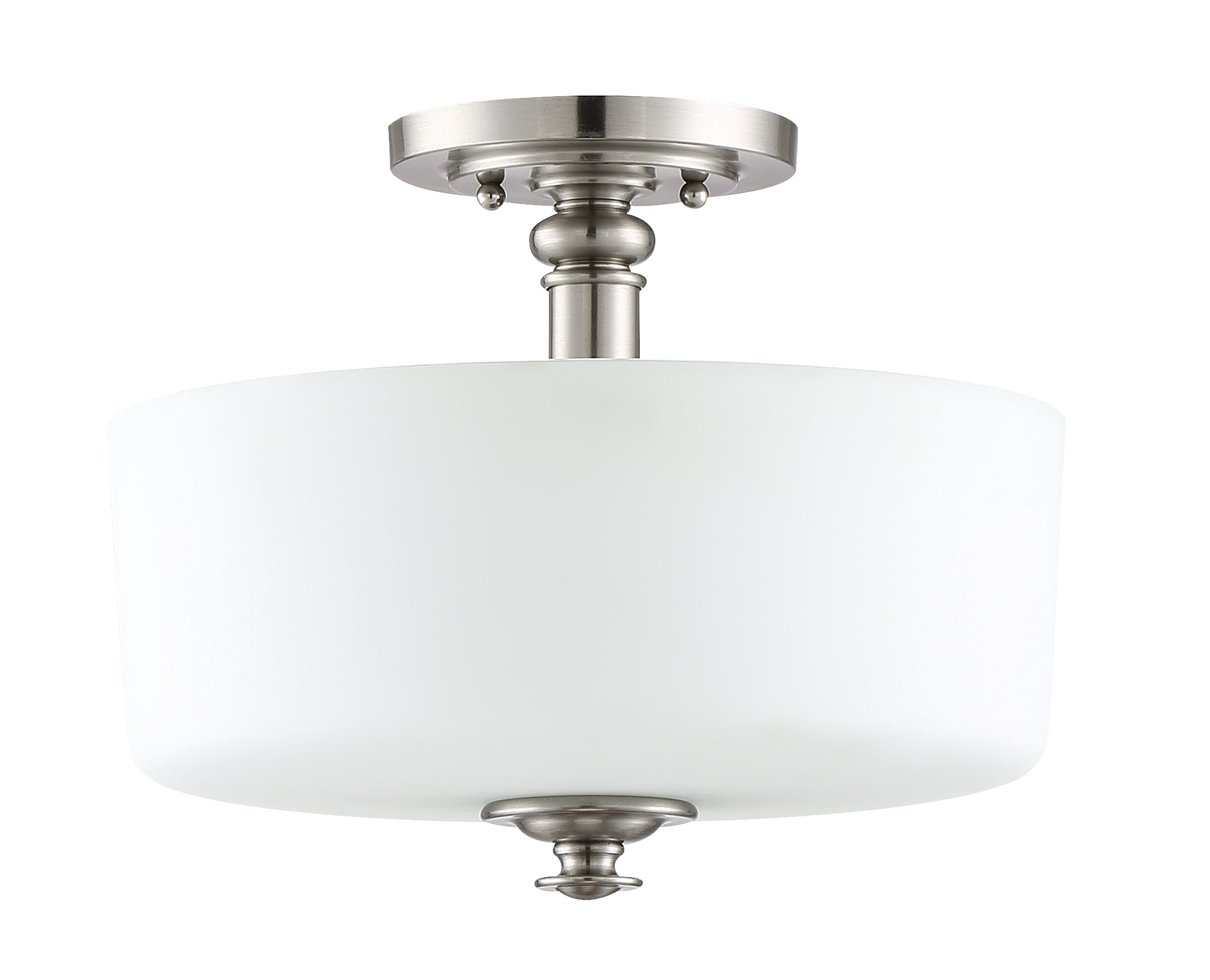 Craftmade 49853-BNK Dardyn Brushed Nickel Transitional White glass Drum Medium Hanging Convertible pendant/Semi-flush