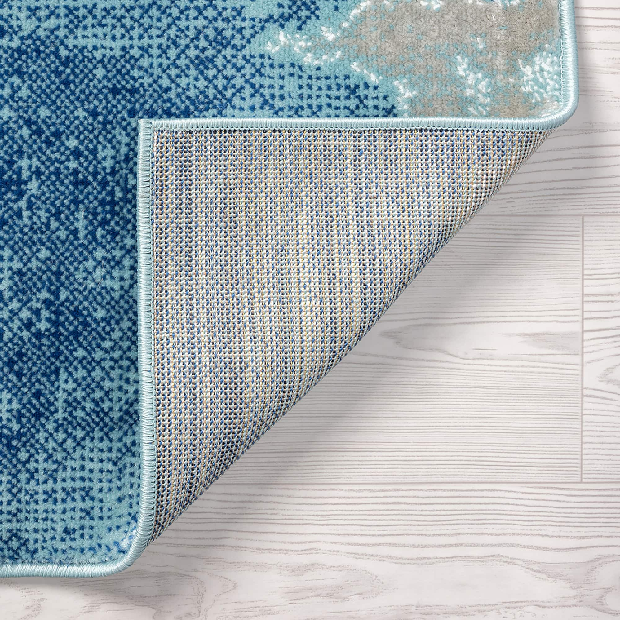 Tayse Timeless 2 X 3 (ft) Blue Indoor Throw Rug in the Rugs 