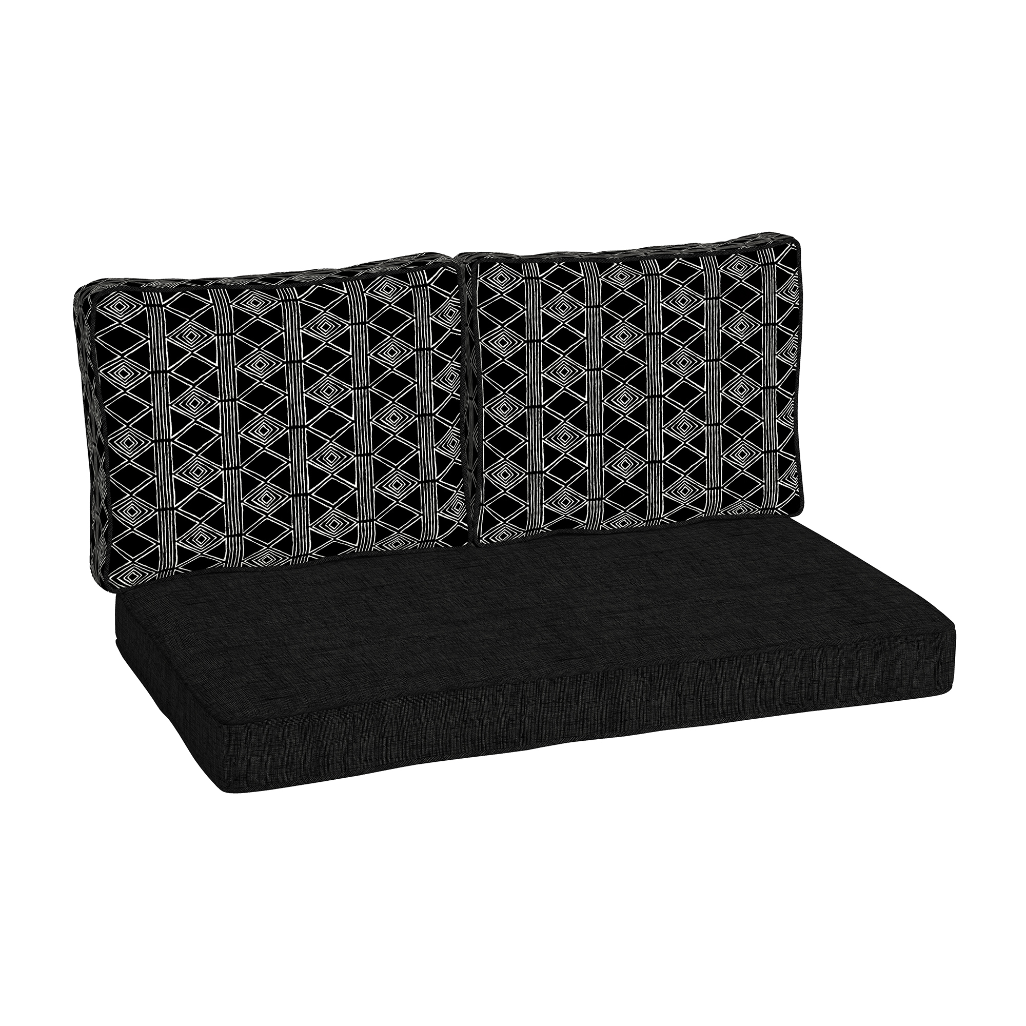 Arden Selections 26 in x 46 in Black Global Stripe Patio Loveseat Cushion in the Patio Furniture Cushions department at Lowes