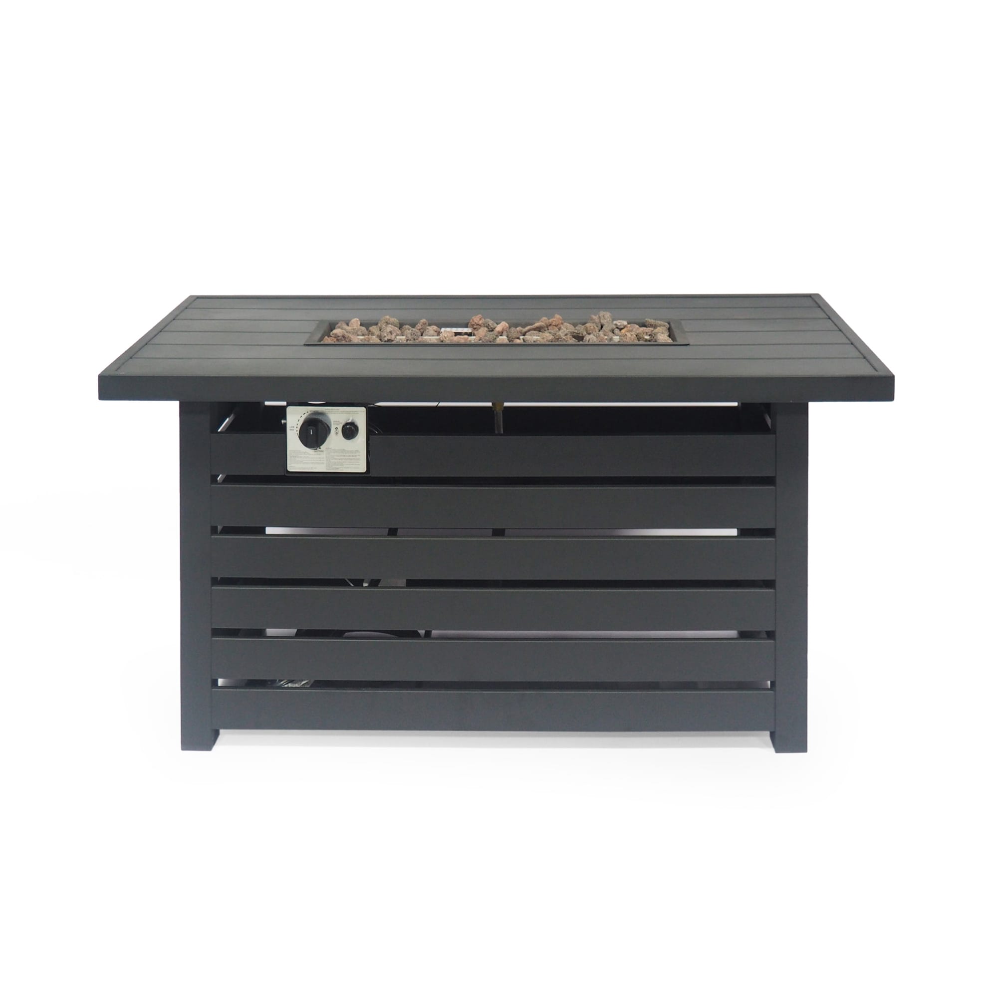 GZMR GZ-NH-66597 23-in W Black Iron Rectangle Liquid propane Fire pit