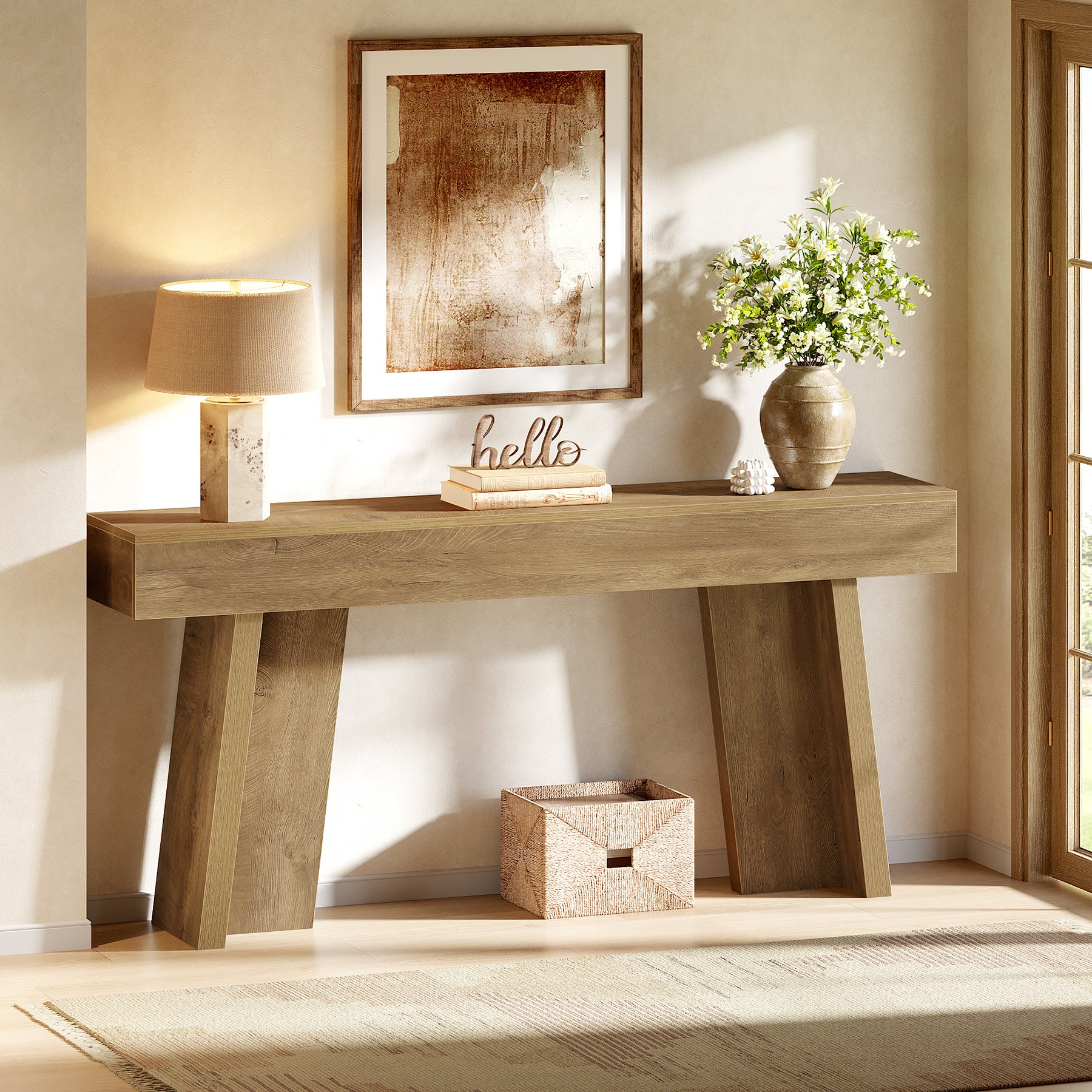 Slickblue Farmhouse Wooden Console Table with Slim Design for Living ...