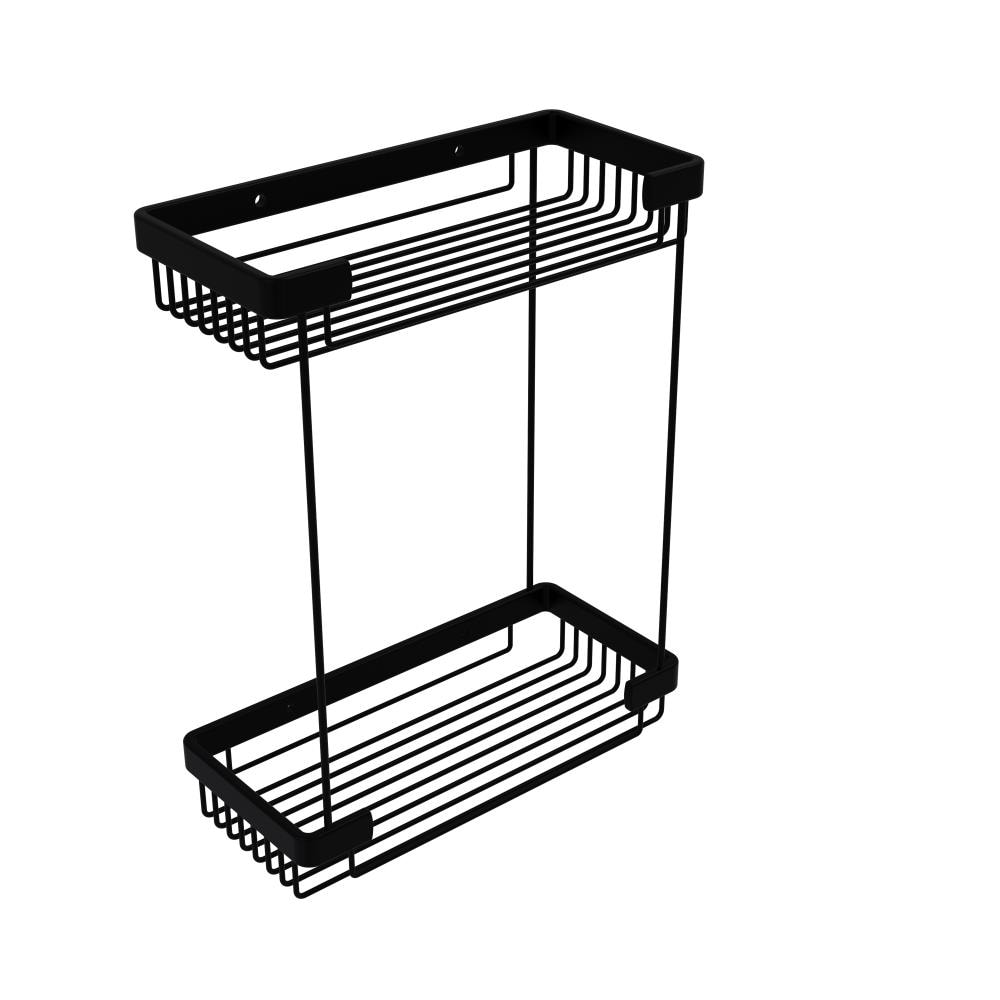 Allied Brass BSK-60DR-BKM Matte Black Solid Brass 2-Shelf Screw Mount Hanging Shower Caddy 4.8-in-W x 10.5-in-D x 12-in-H