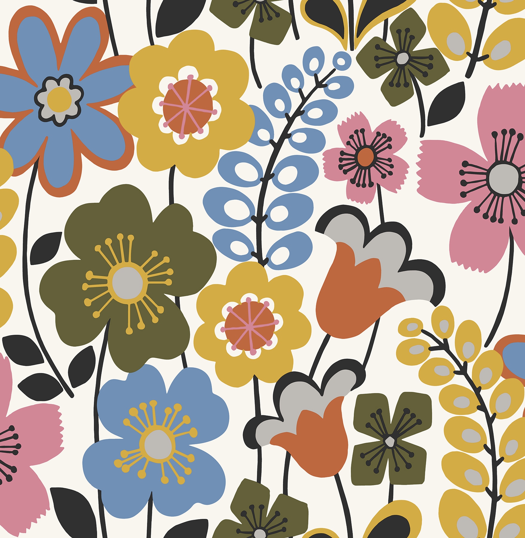 A-Street Prints 2903-25825 BlueBell 56.4-Sq. Feet Multicolor Non-woven Floral Unpasted Wallpaper