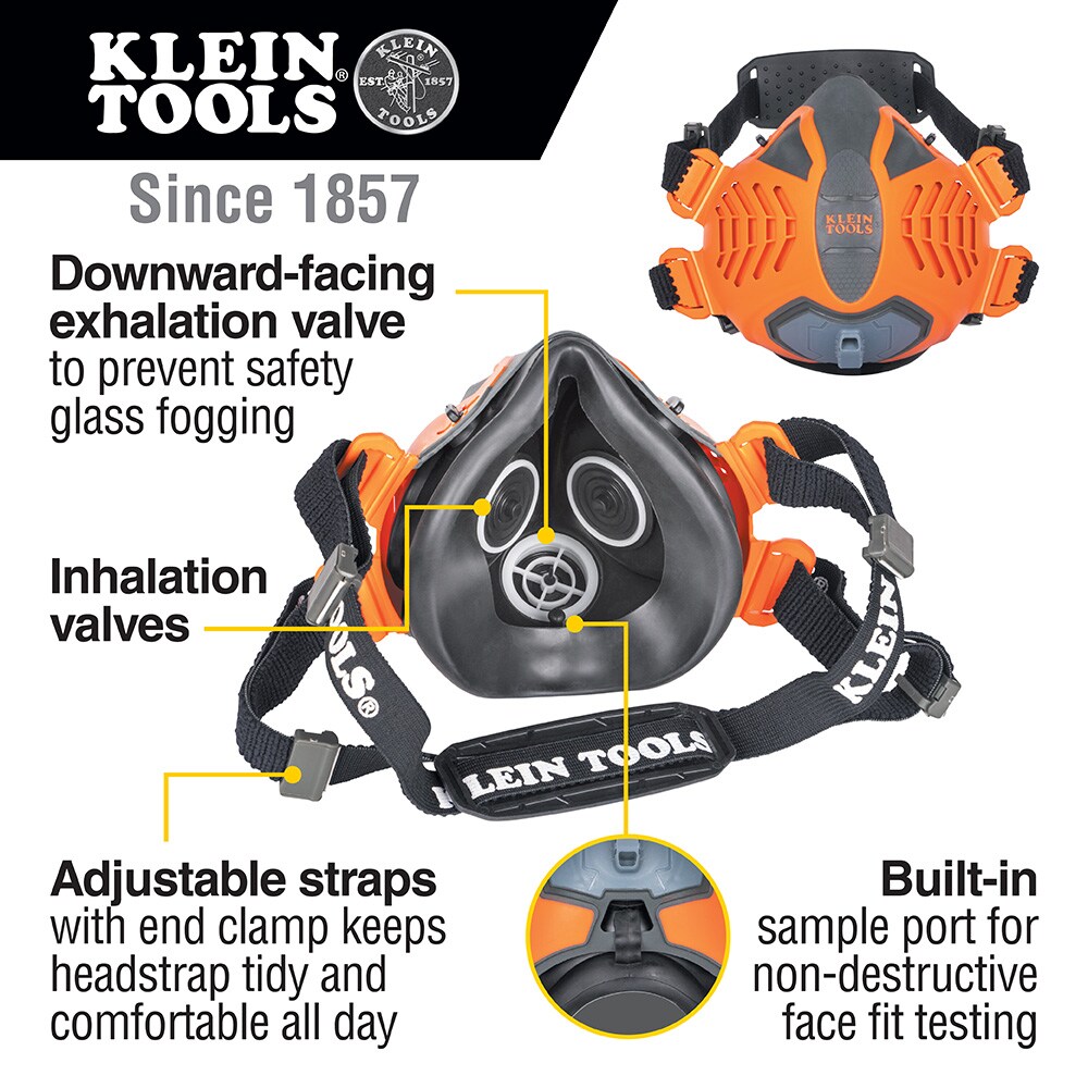 Klein Tools Orange Reusable P100 Adult Medium All-purpose Half Face Respirator