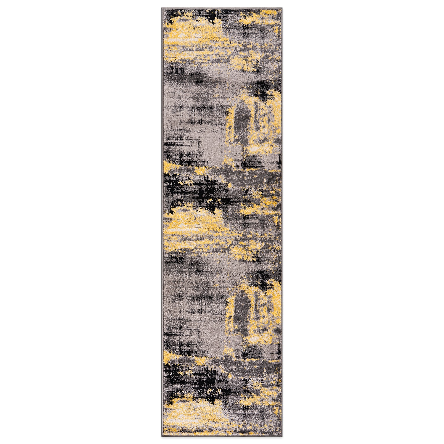 World Rug Gallery 402YELLOW2X7 2 x 7 (ft) Loomed Polypropylene Yellow Rectangular Indoor Abstract Global Runner rug