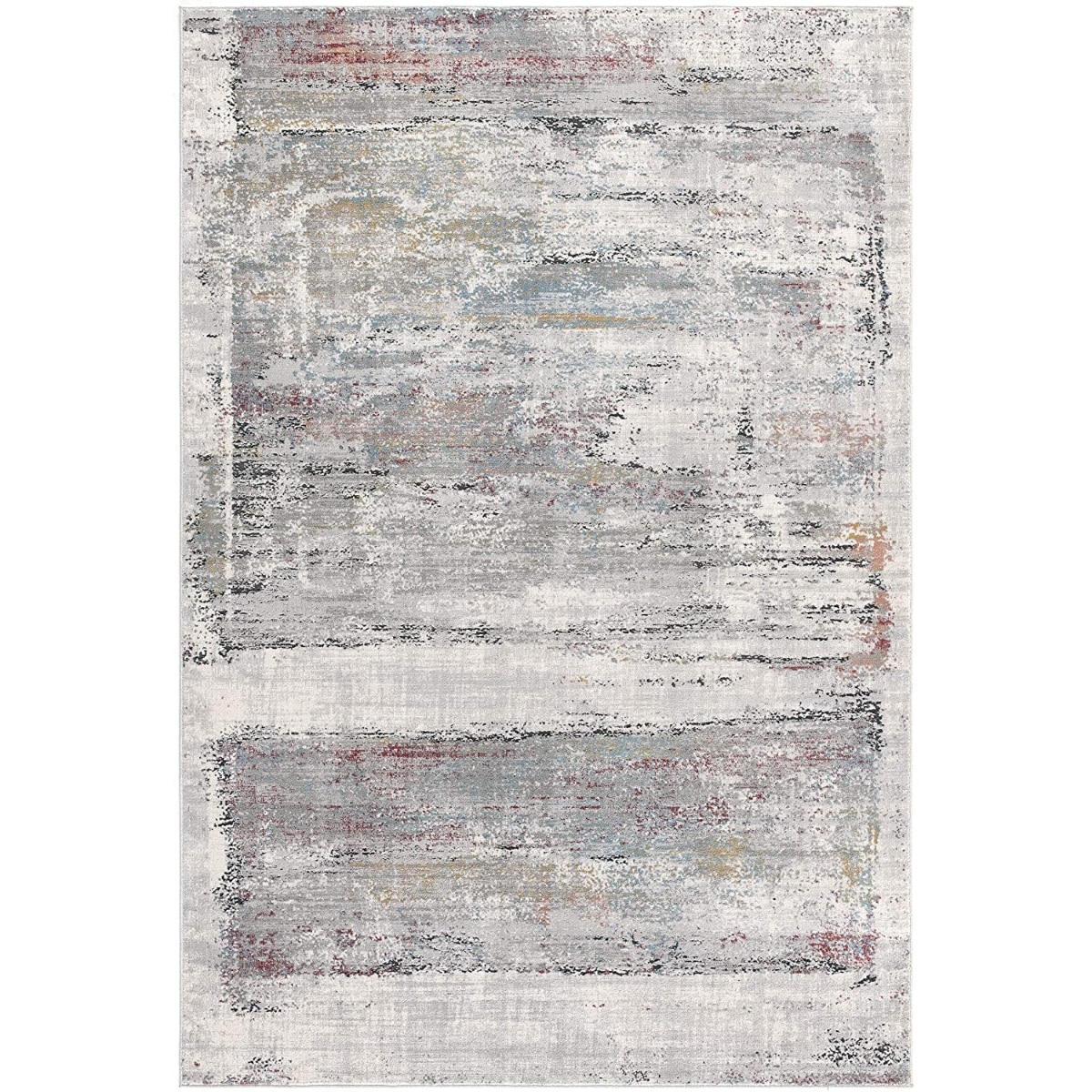HomeRoots 4000391737 7 x 10 (ft) Viscose Gray Rectangular Indoor Abstract Area rug