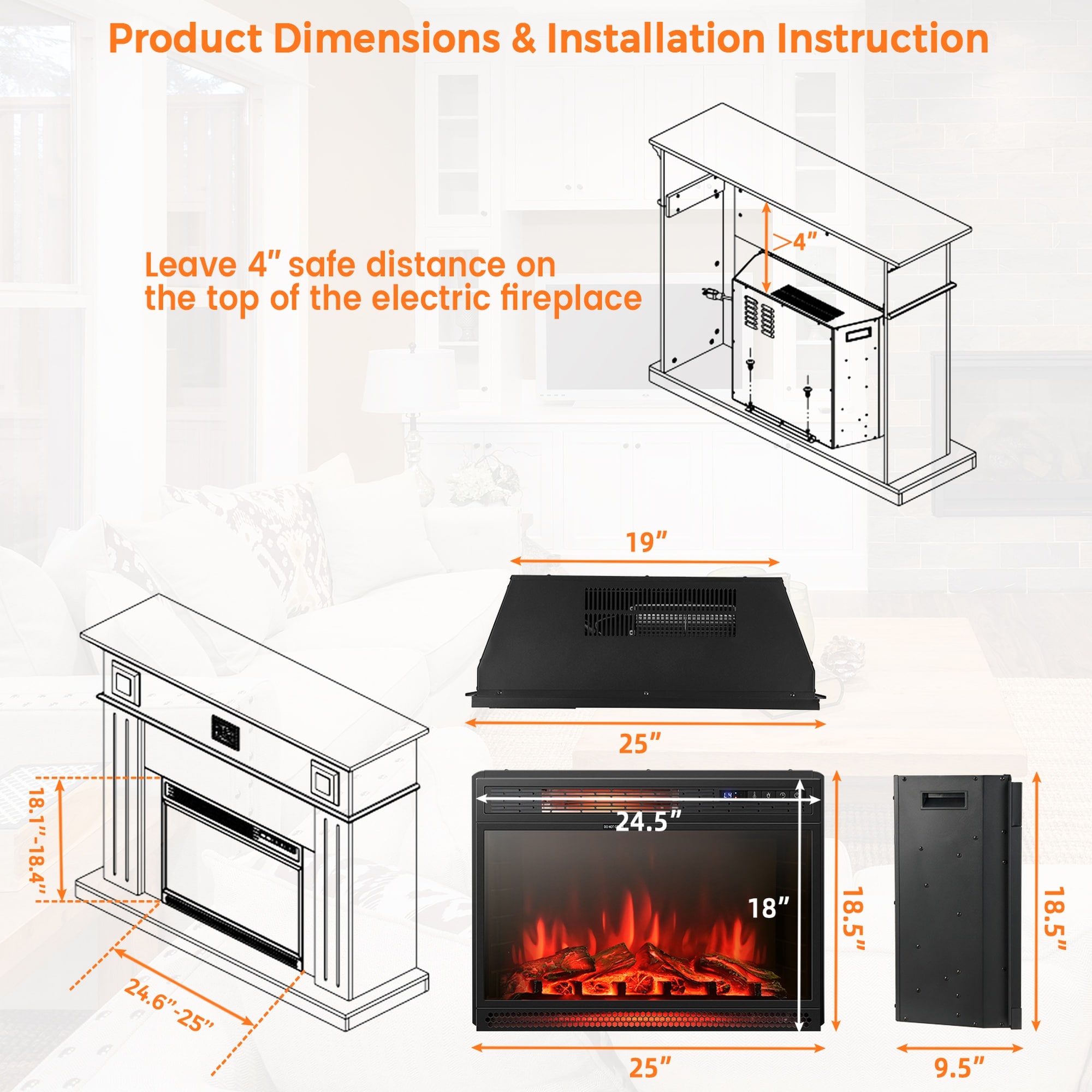 Dimakai DK-FP10047US Electric-Fireplaces - View #8