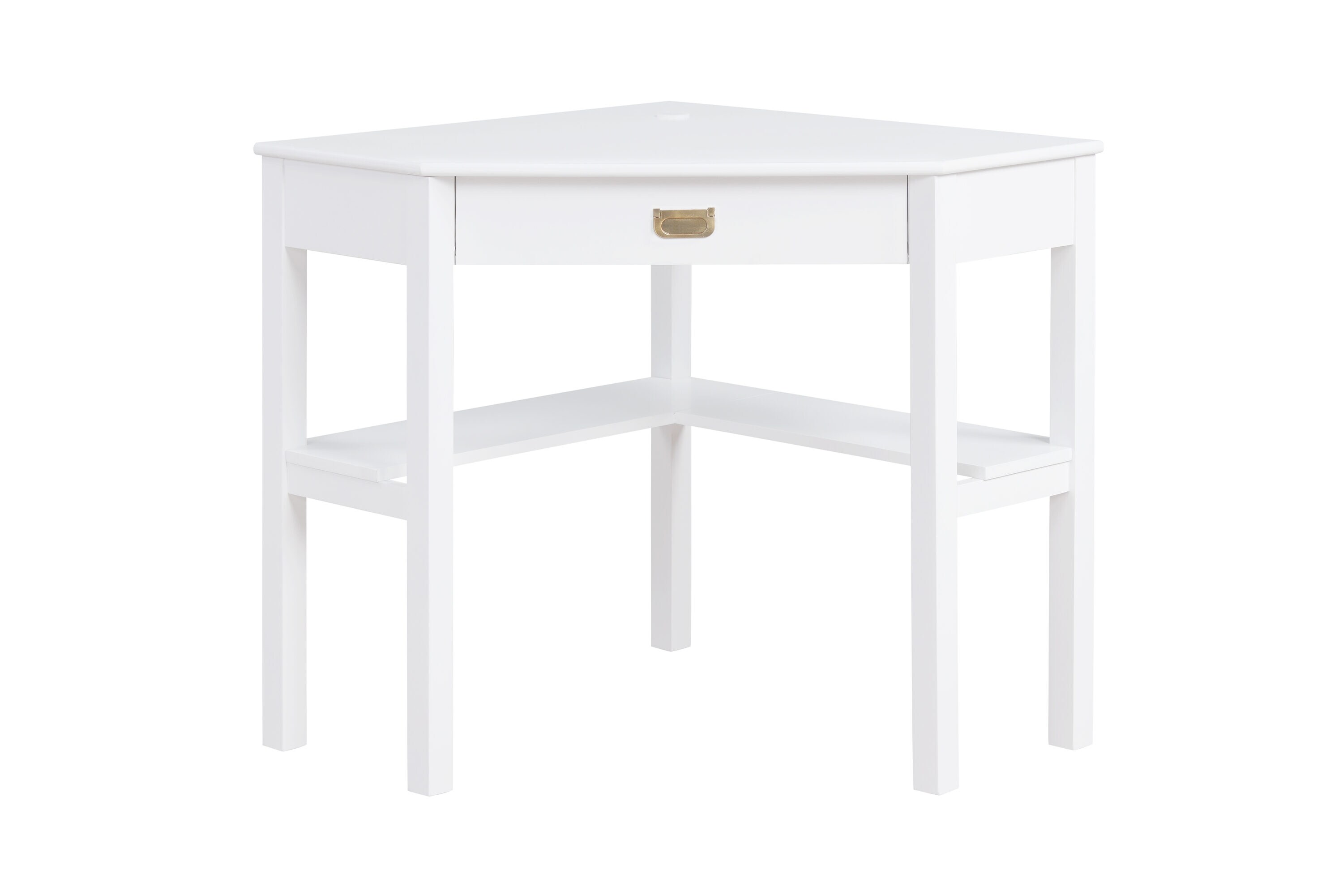 Claudette 48 Wide White Gold Corner Computer Writing Desk