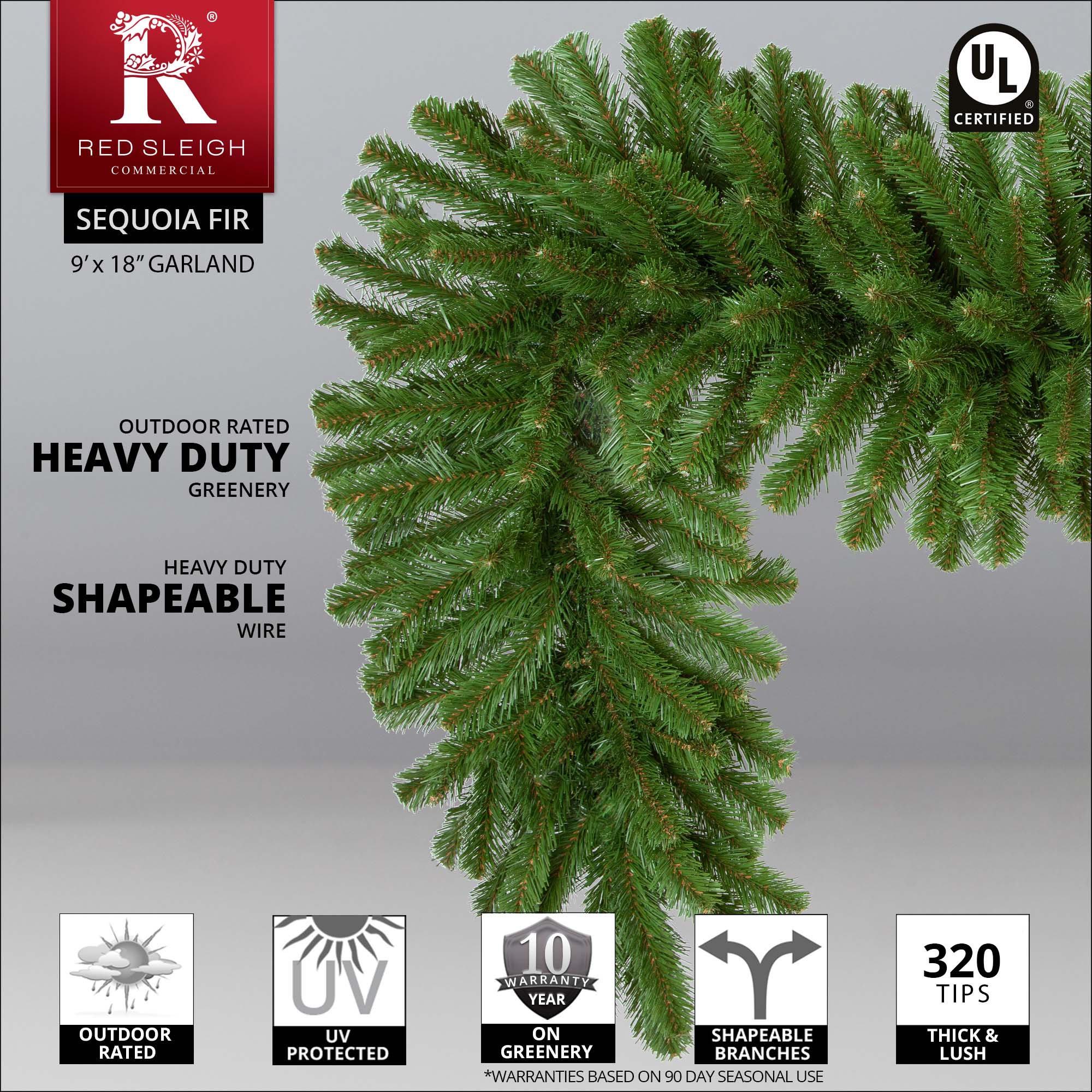 Red Sleigh 71106 Artificial-Christmas-Garland - View #3