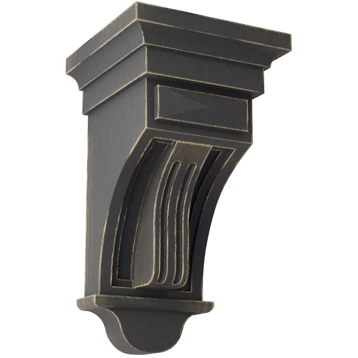 Ekena Millwork CORWD05X05X10RABL 5.5-in x 5.5-in x 10-in Vintage Decor Finished Rubberwood Black Wood Paintable/Stainable Corbel