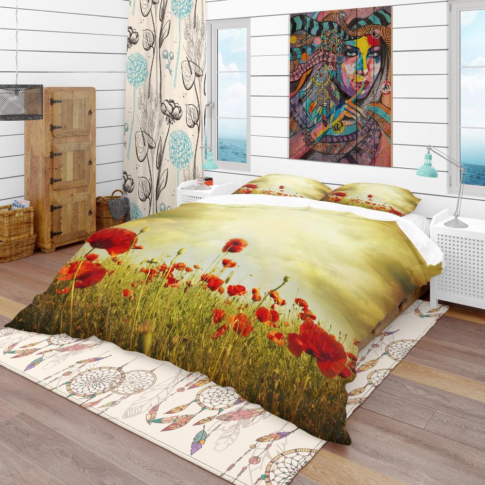 Designart BED12992-K N/AN/A 3 -Piece Red King Duvet cover Set