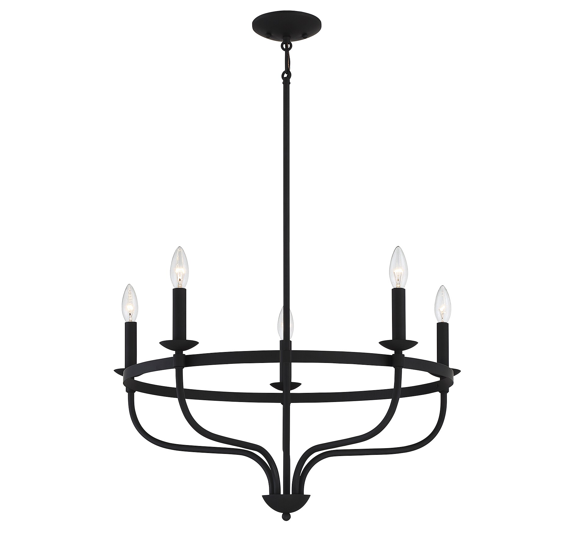 Meridian Lite Trends M10087MBK Meridian 5 -Light Matte Black Farmhouse For Use in Bedrooms, Dining Rooms, Foyers, Kitchens, Living Rooms Chandelier