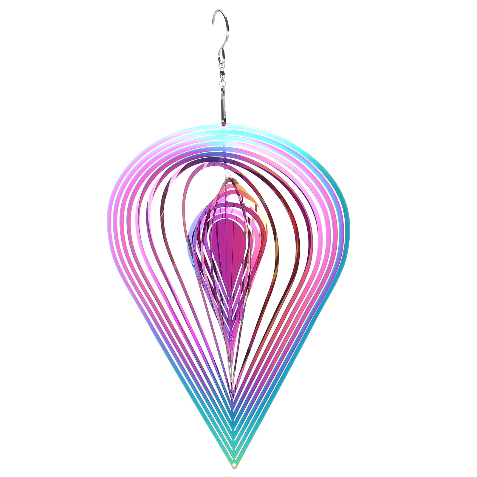 Harfington Wind Spinner Pear-Shape 7.87x14.96 Inch Stainless Steel Reflectors Wind Chimes for Outdoor Devices Metal Decorations Keep Birds Away Yard Garden Blue/Purple