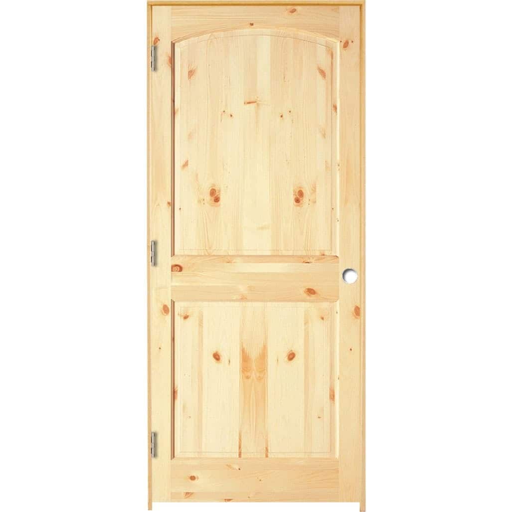 RELIABILT LO687644 32-in x 80-in Unfinished Solid core 2-panel Right hand Unfinished Pine Wood Flat Jamb Single Prehung Interior Door
