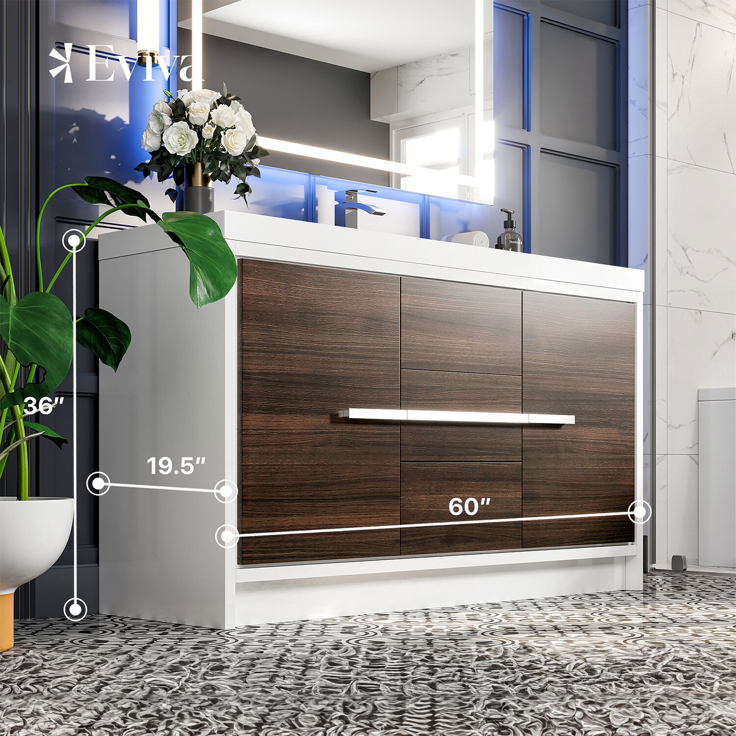 Eviva EVVN765-60GOK-WH-SS Bath-Vanity-Combo - View #2
