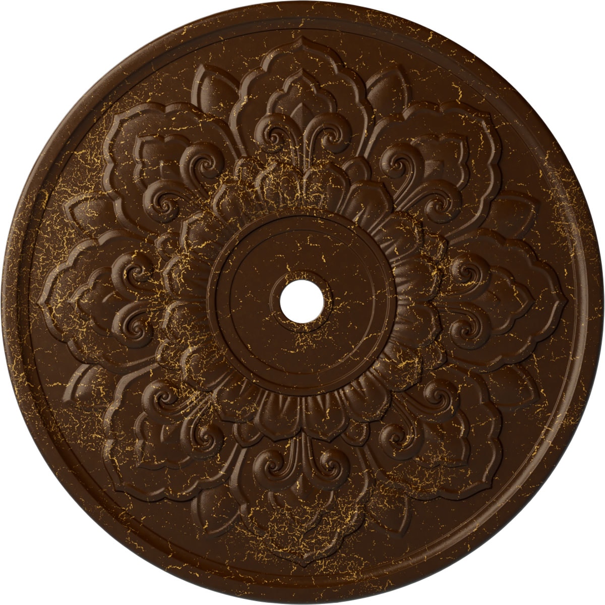 Ekena Millwork CM50LORBC Lorry 51-in W x 51-in L Painted Root Beer Crackle Polyurethane Split Ceiling Medallion