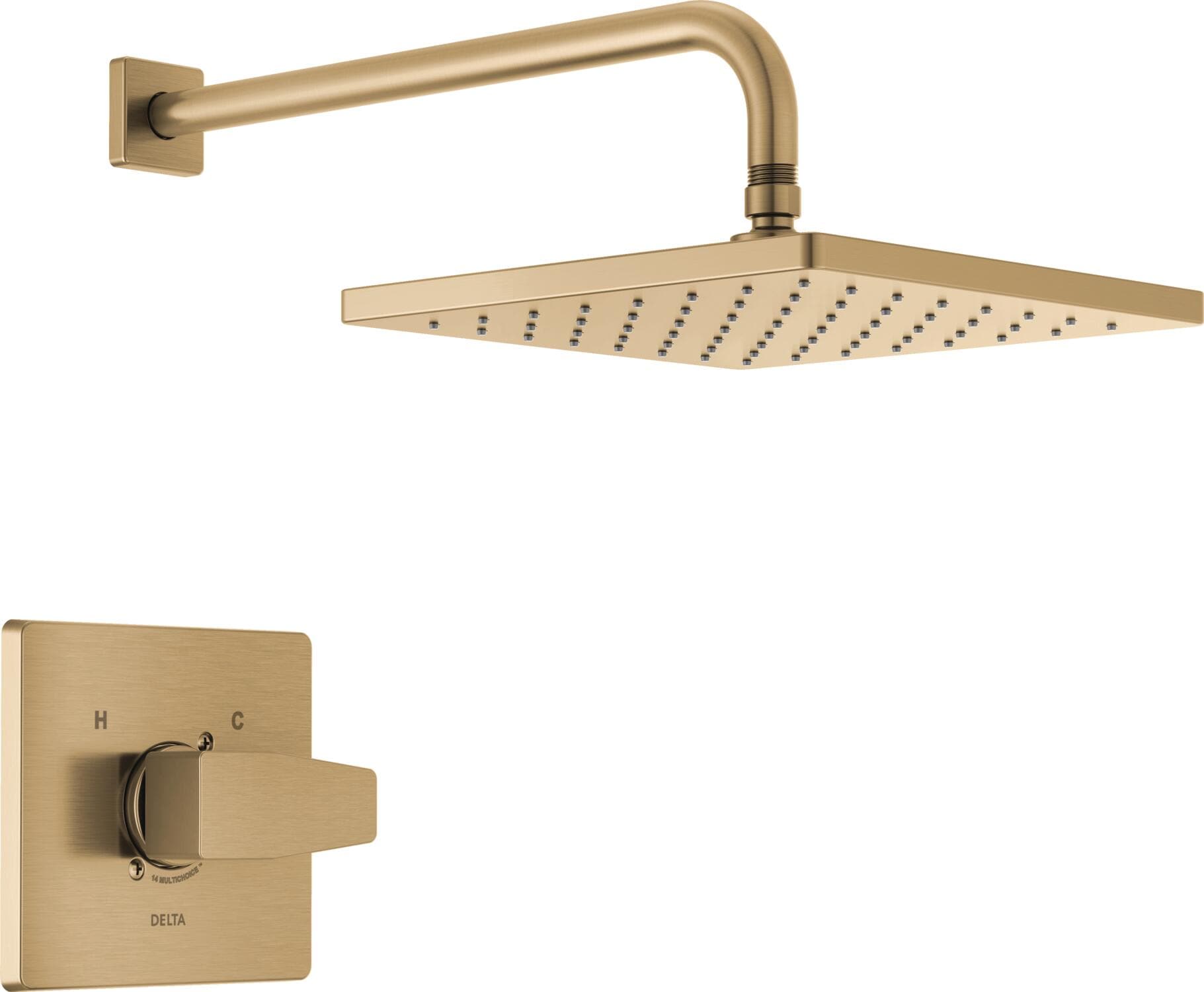 Delta T14268-CZ-PP Modern Champagne Bronze 1-handle Single function 10-in Square Shower Faucet
