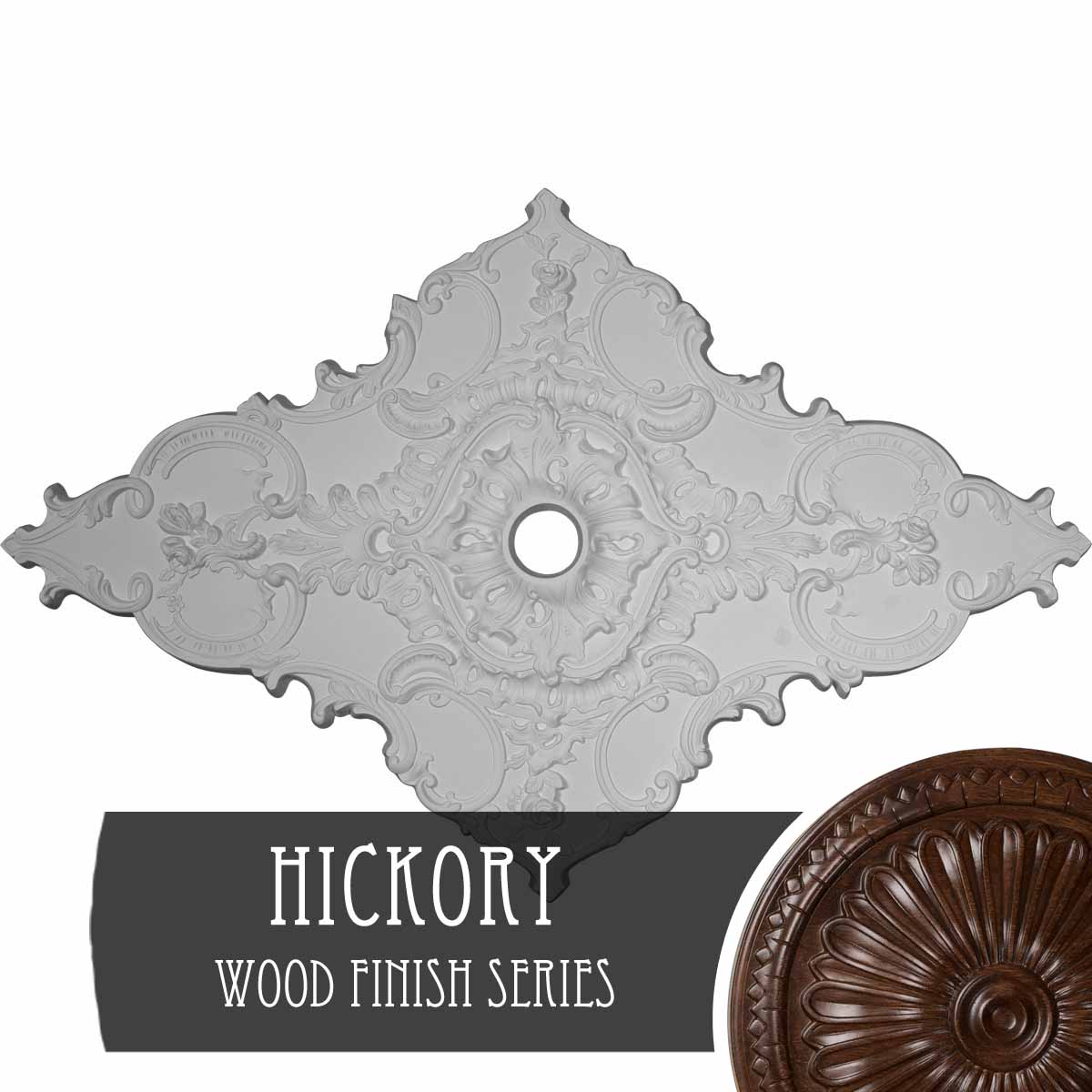 Ekena Millwork CM70X43MLHIS Melchor Diamond 70-in W x 5-in L Hickory Polyurethane Ceiling Medallion