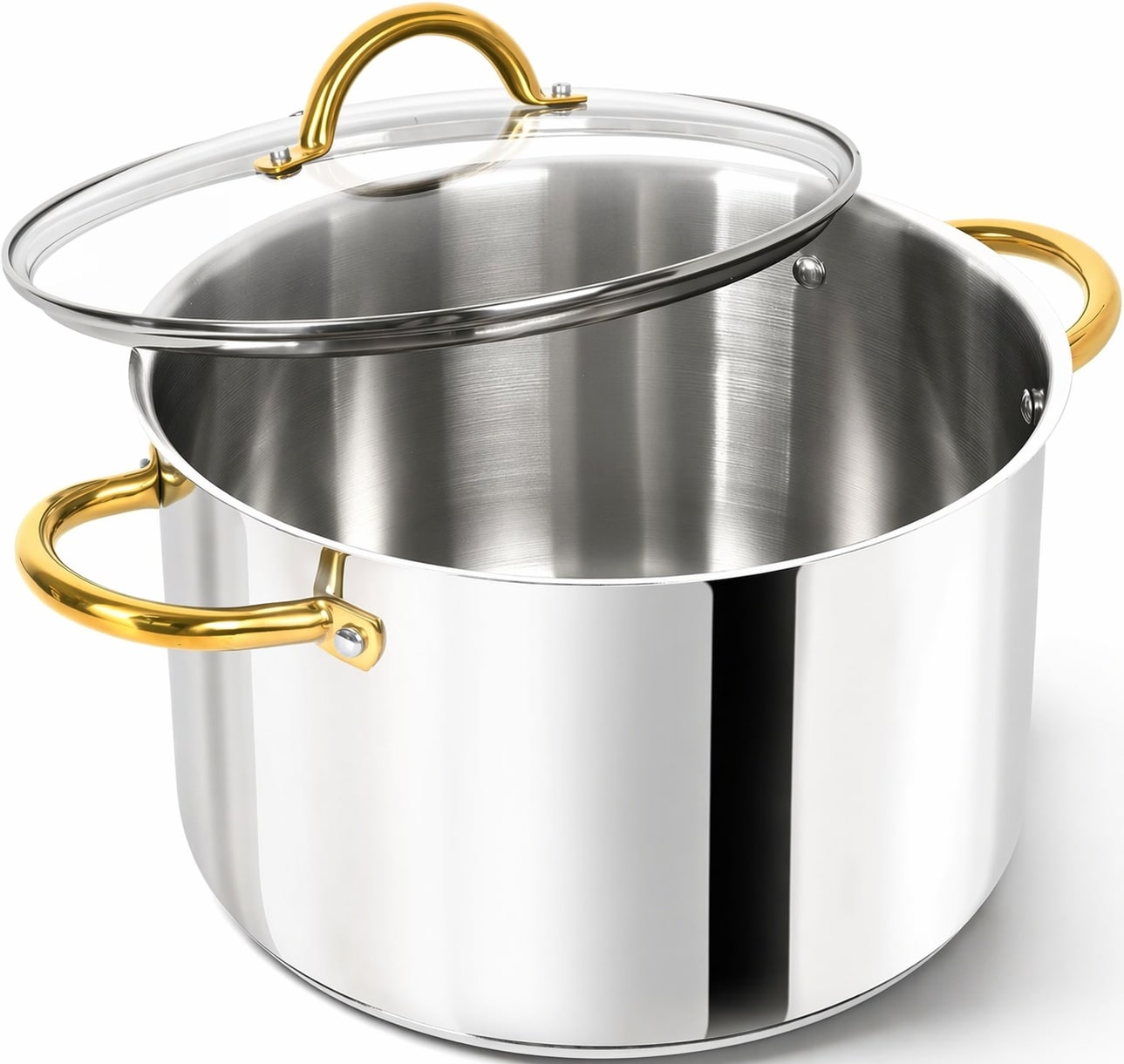 Aoibox  10 qt Stainless Steel Stock Pot with Lid Tri Ply Base Induction Compatible Oven Safe Dishwasher Safe