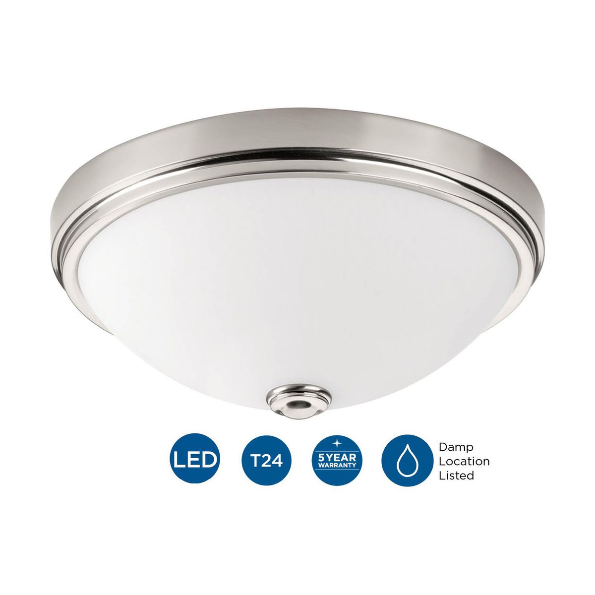 Brushed Nickel 13" LED Flush Mount with White Glass Shade