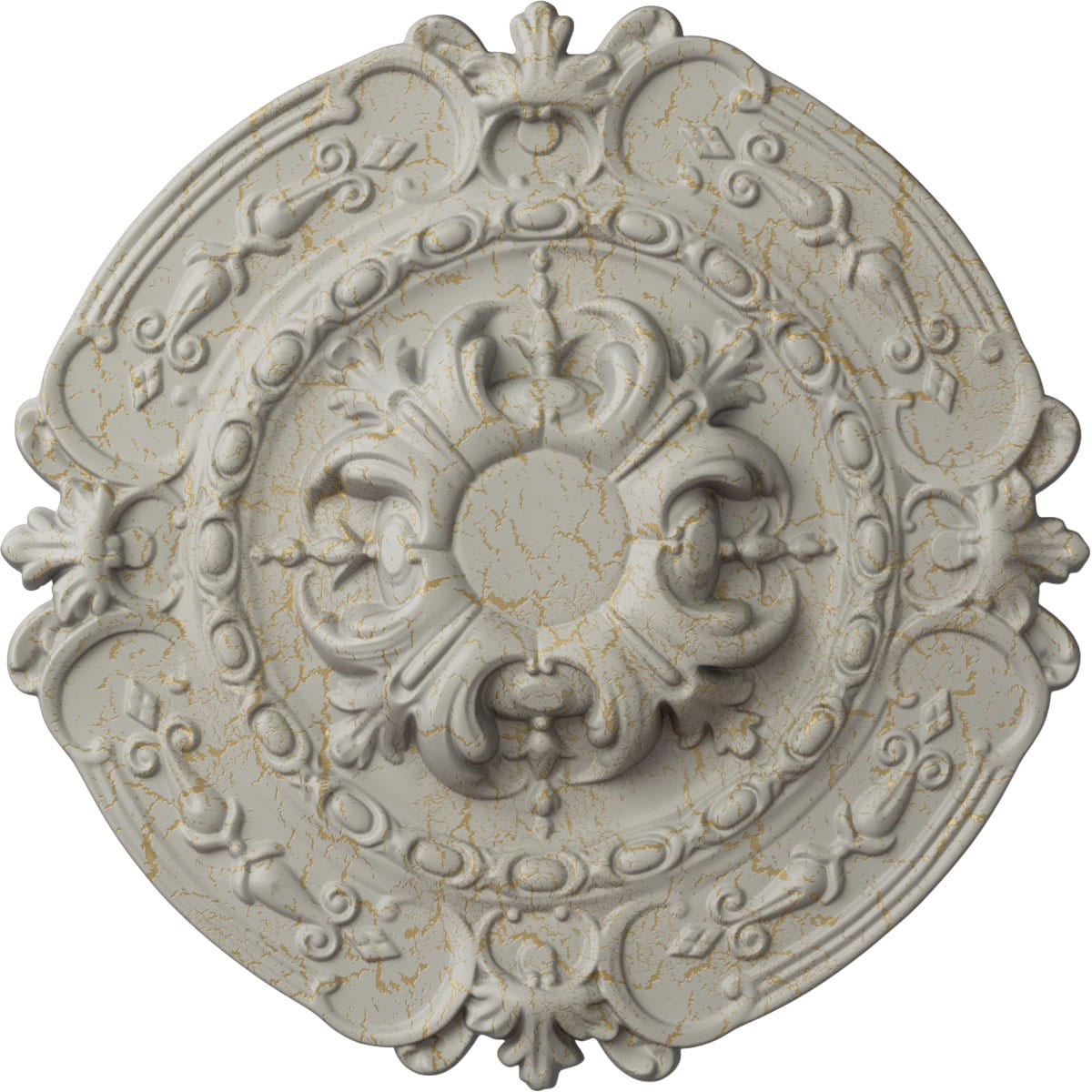 Ekena Millwork CM17SOPCC Southampton 16.375-in W x 16.375-in L Painted Pot Of Cream Crackle Polyurethane Whole Ceiling Medallion