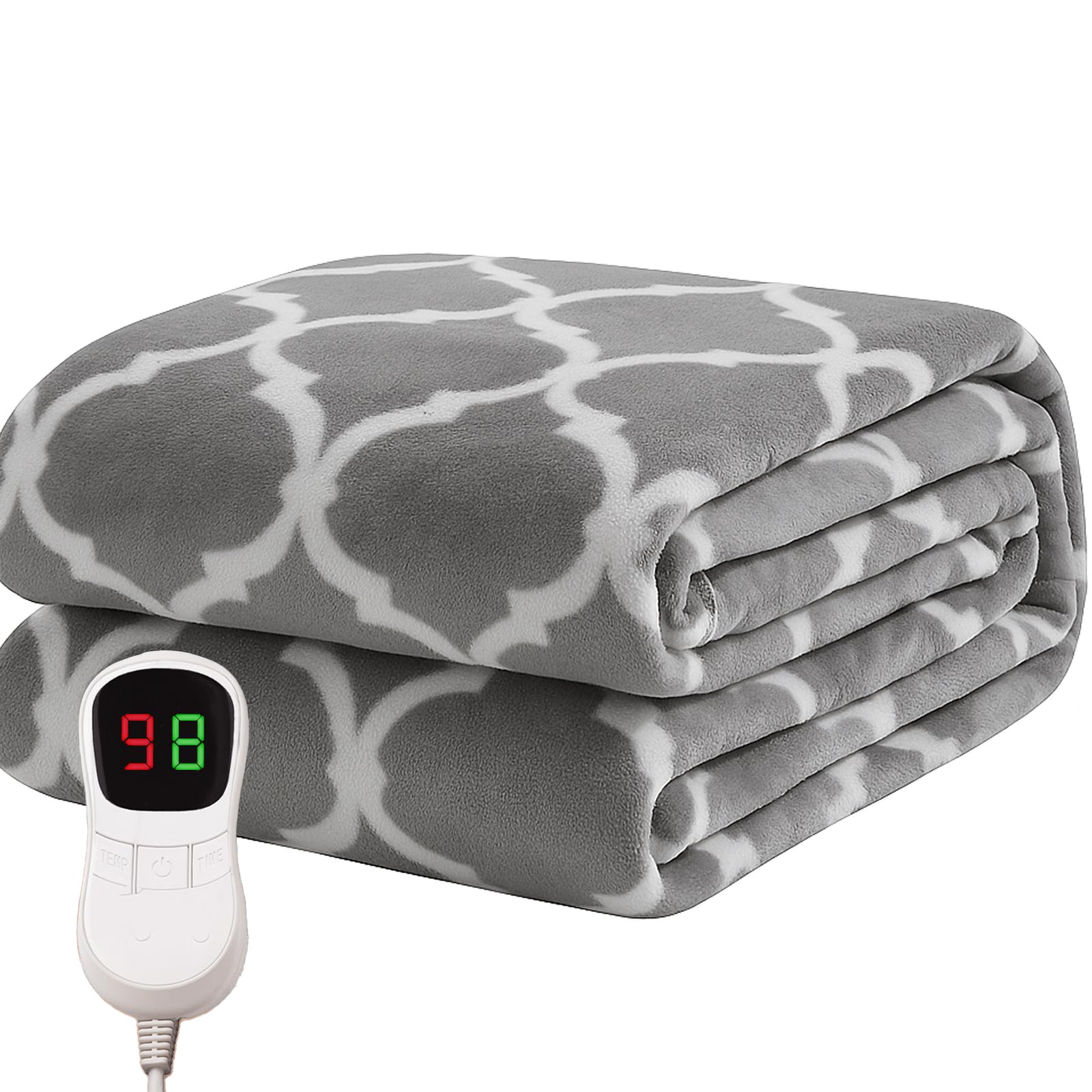 Etokfoks  Soft Flannel Electric Throw Blanket 50 x 60 in 10 Heat Levels Auto Shut Off Overheating Protection ETL