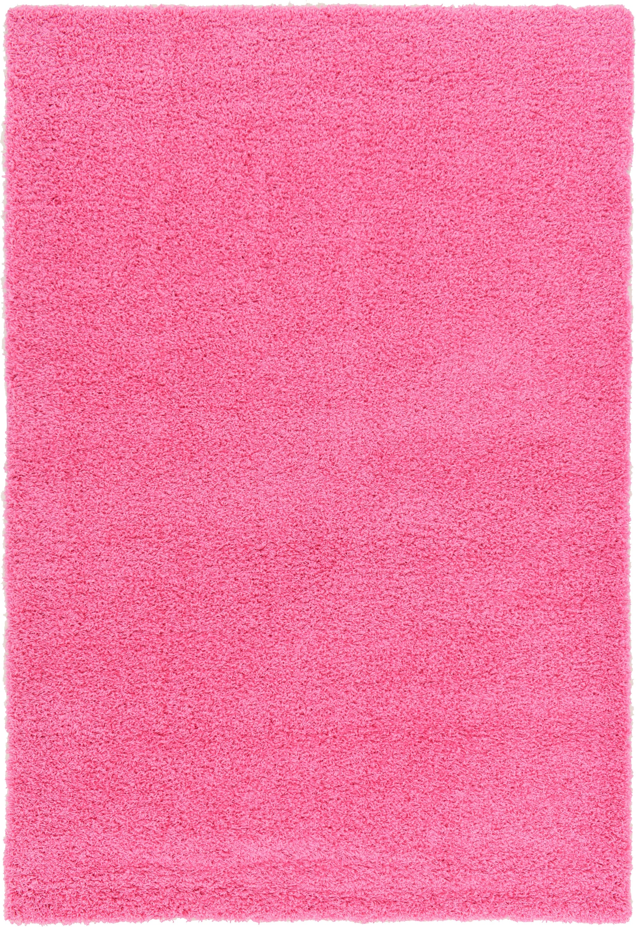 Bubblegum Pink Rectangular 6' x 9' Synthetic Shag Area Rug