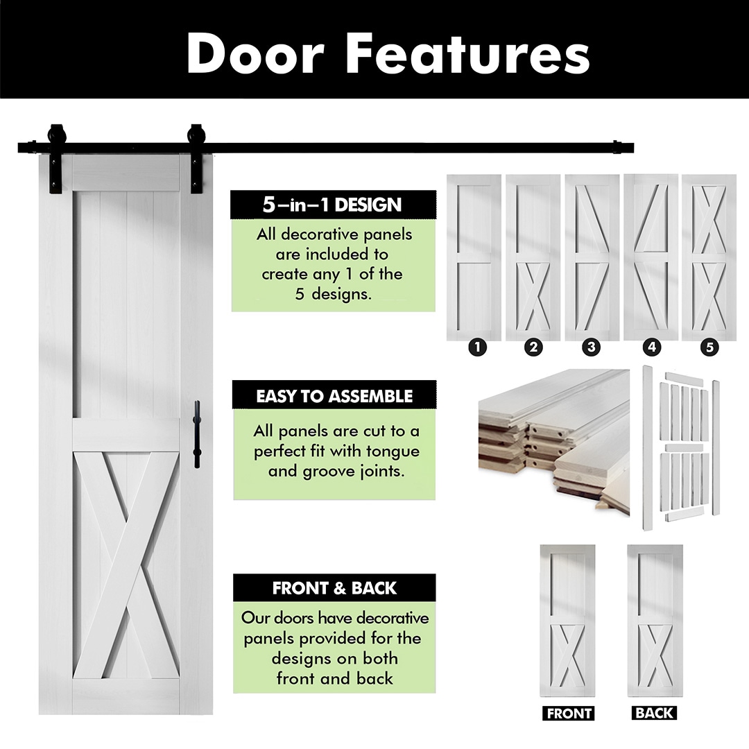 HOMACER YT2TGH156C-3880F-WH Barn-Doors - View #4