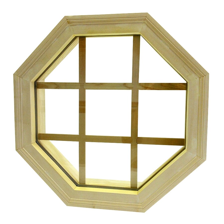 AWSCO WDBMOCTW24FSI 24-in x 24-in x 4-9/16-in Jamb Octagon Raw White Pine Window Grid Included