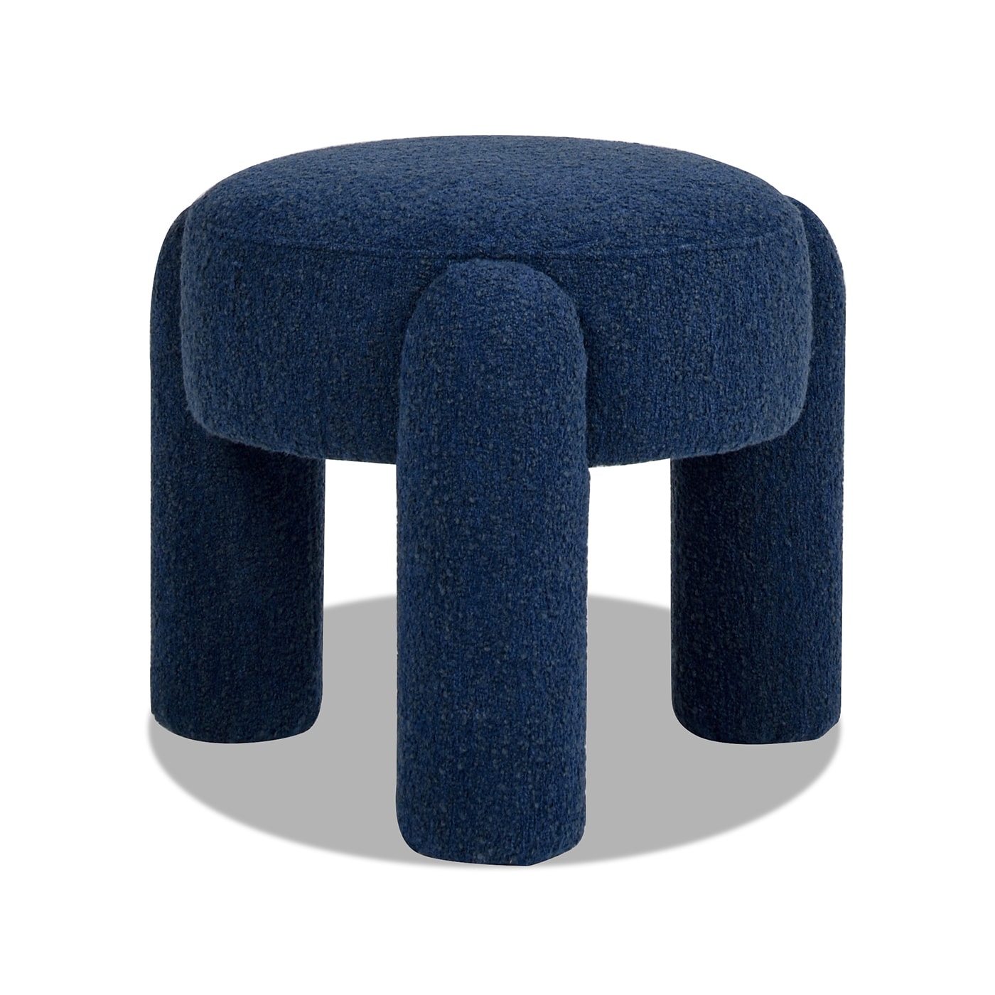 Jennifer Taylor Home LMBL-84570 Hugo Modern Cerulean Blue Boucle Round Ottoman