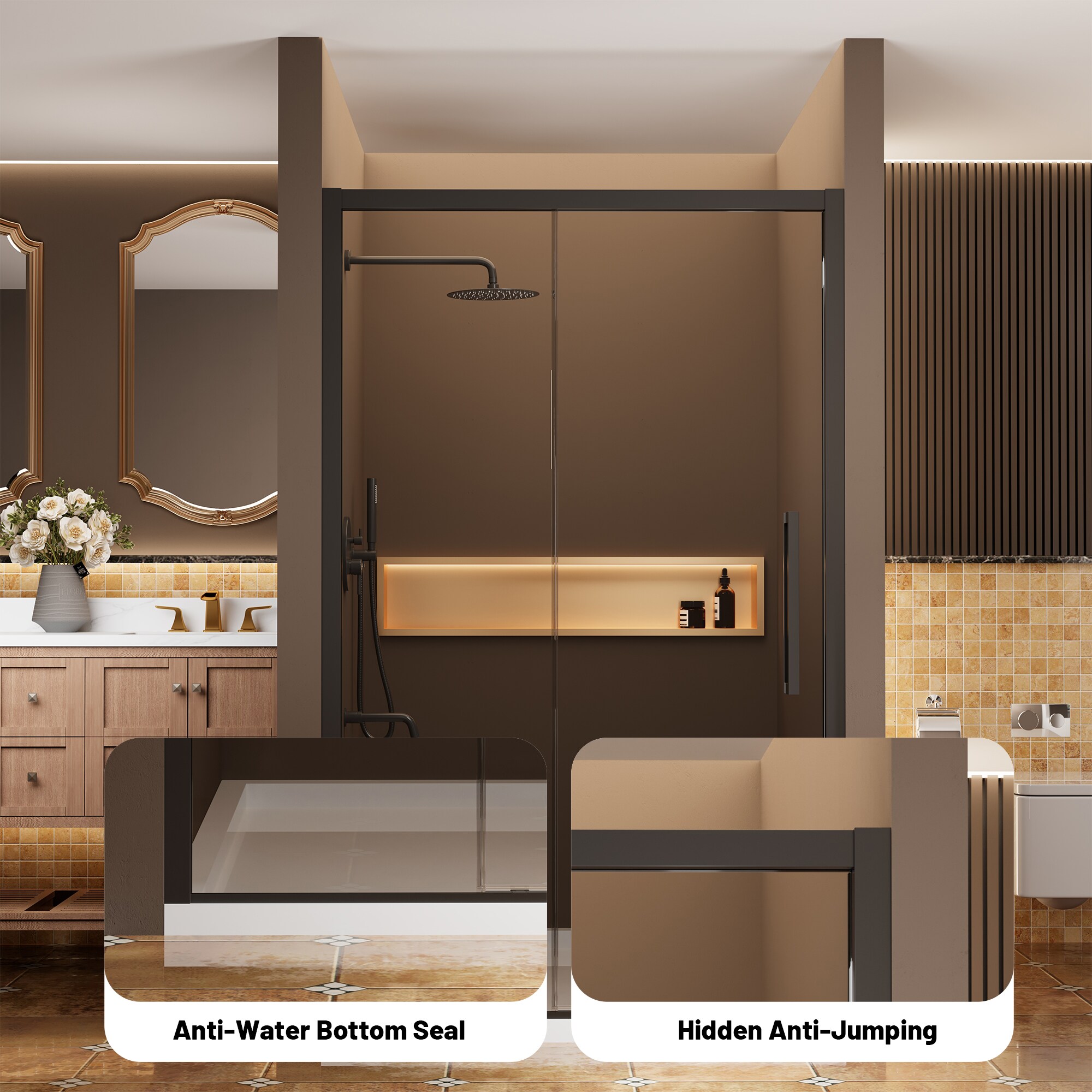 CASAINC CA-GLS4-4876MB Shower-Doors - View #4