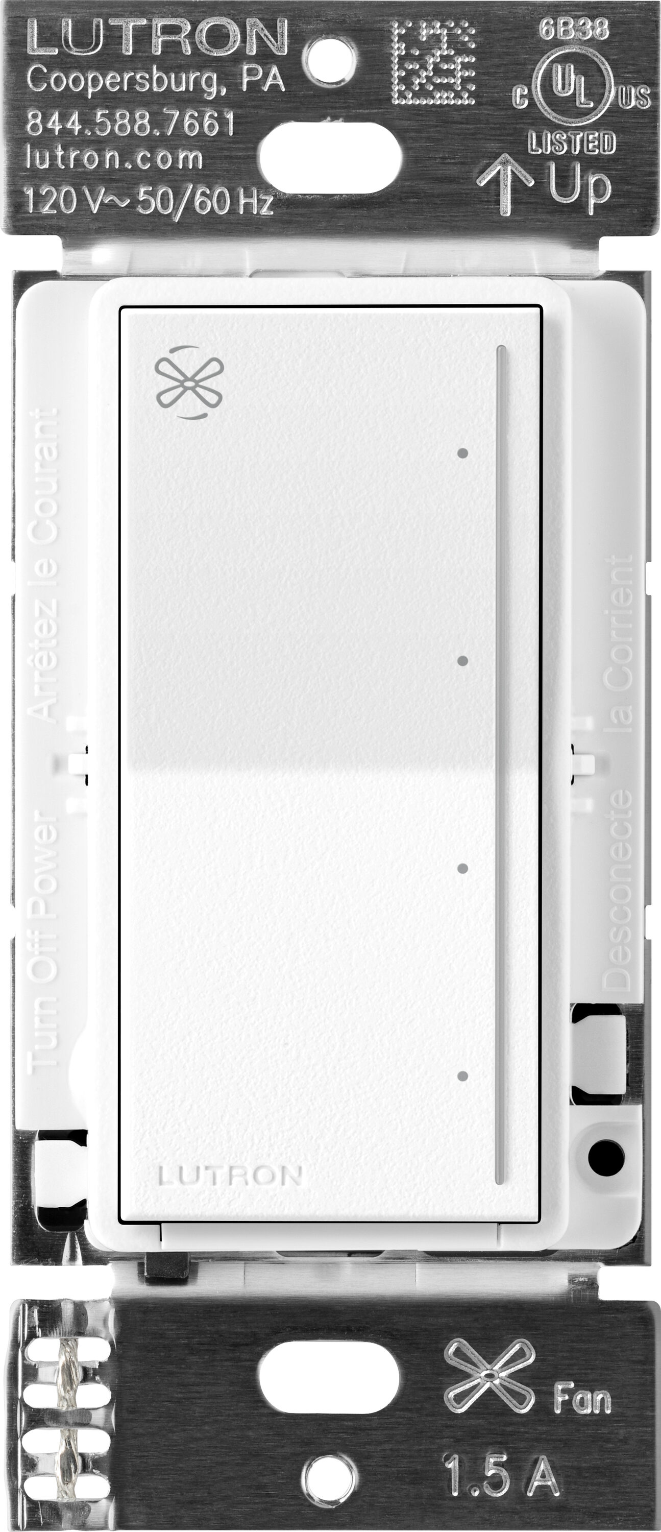 Lutron ST-FSQ-N-BW Sunnata Fan Control 1.5 -Amp 4-speed Touch Fan Control Brilliant White