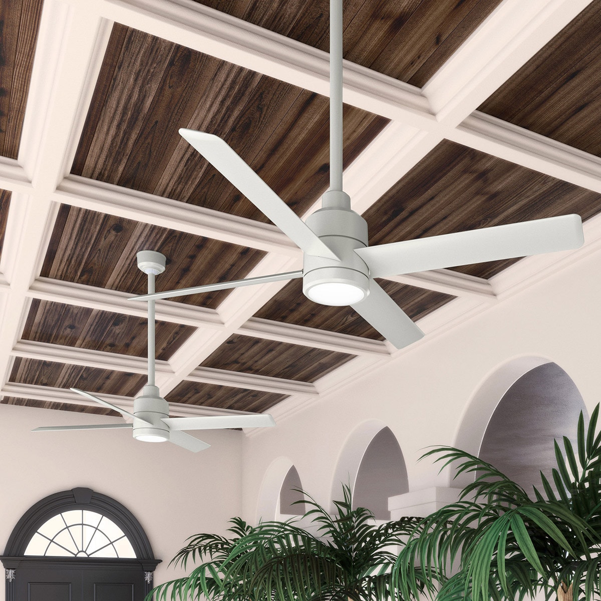 Hunter 76251 Trak 60-in Outdoor White with White Blades Ceiling Fan Without Light and Remote ( 4 -Blade )