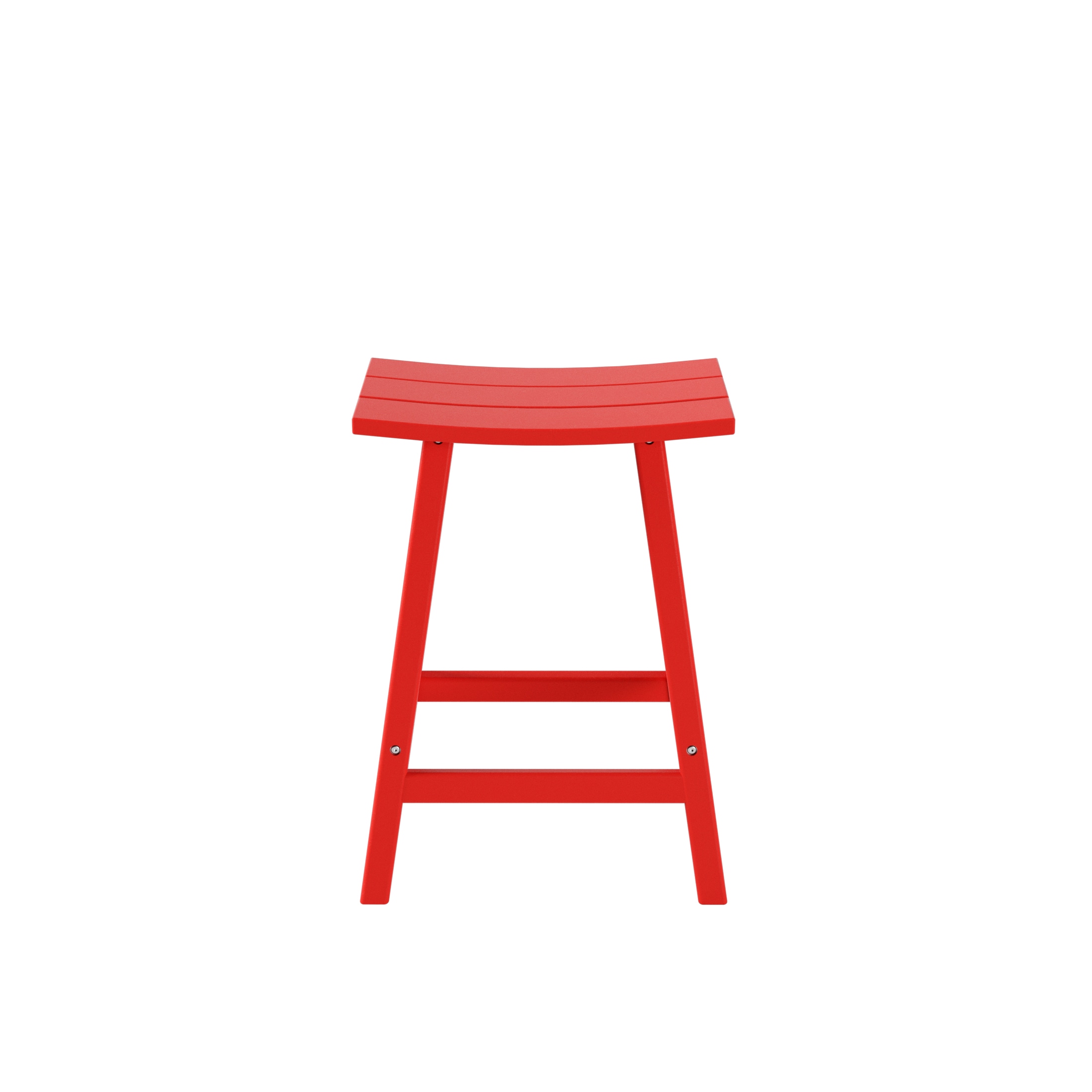 Laguna All-Weather Poly Outdoor Patio Bar Stool, 24" Red Saddle Seat (Set of 2)