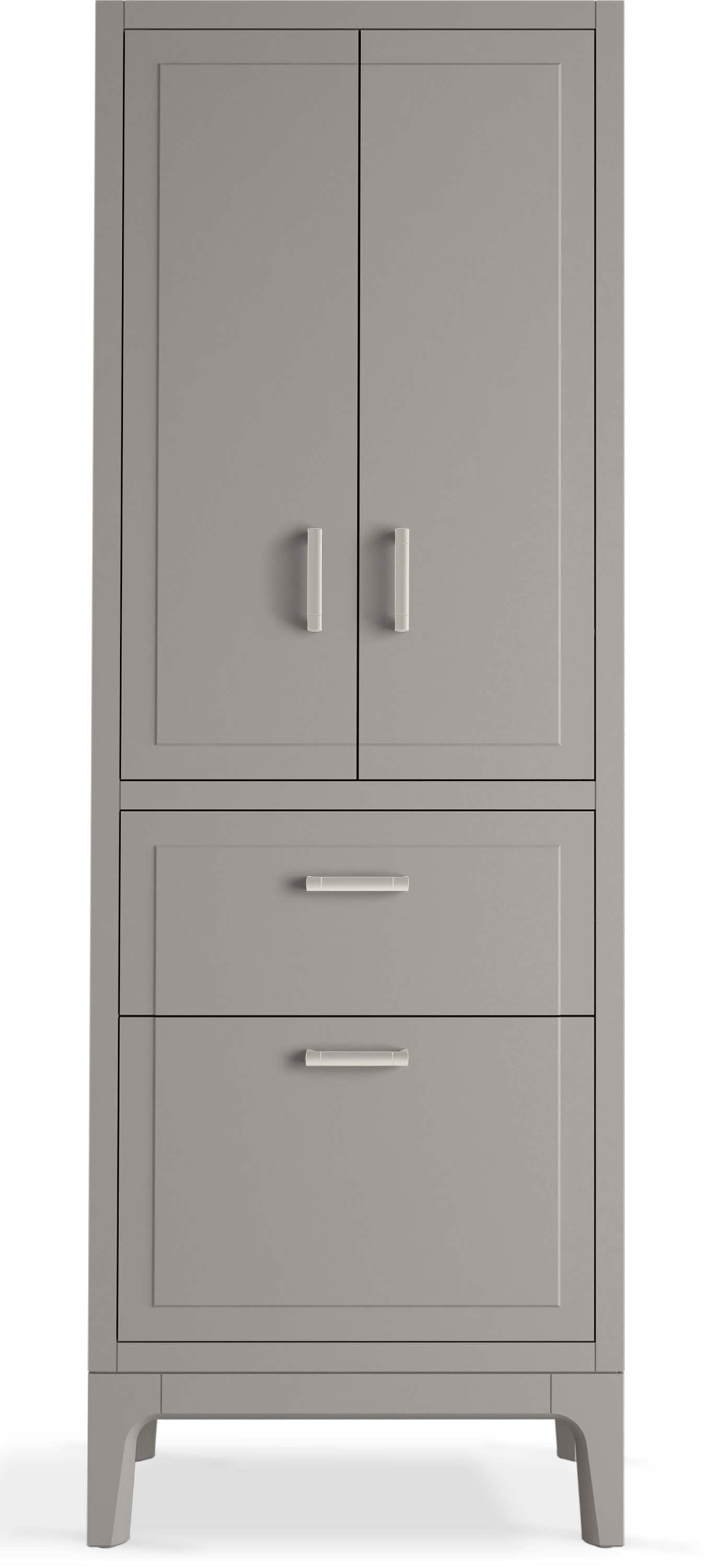 KOHLER 33556-ASB-1WT Seer 24-in x 69.88-in x 18-in Mohair Grey Wood Freestanding Soft Close Linen Cabinet