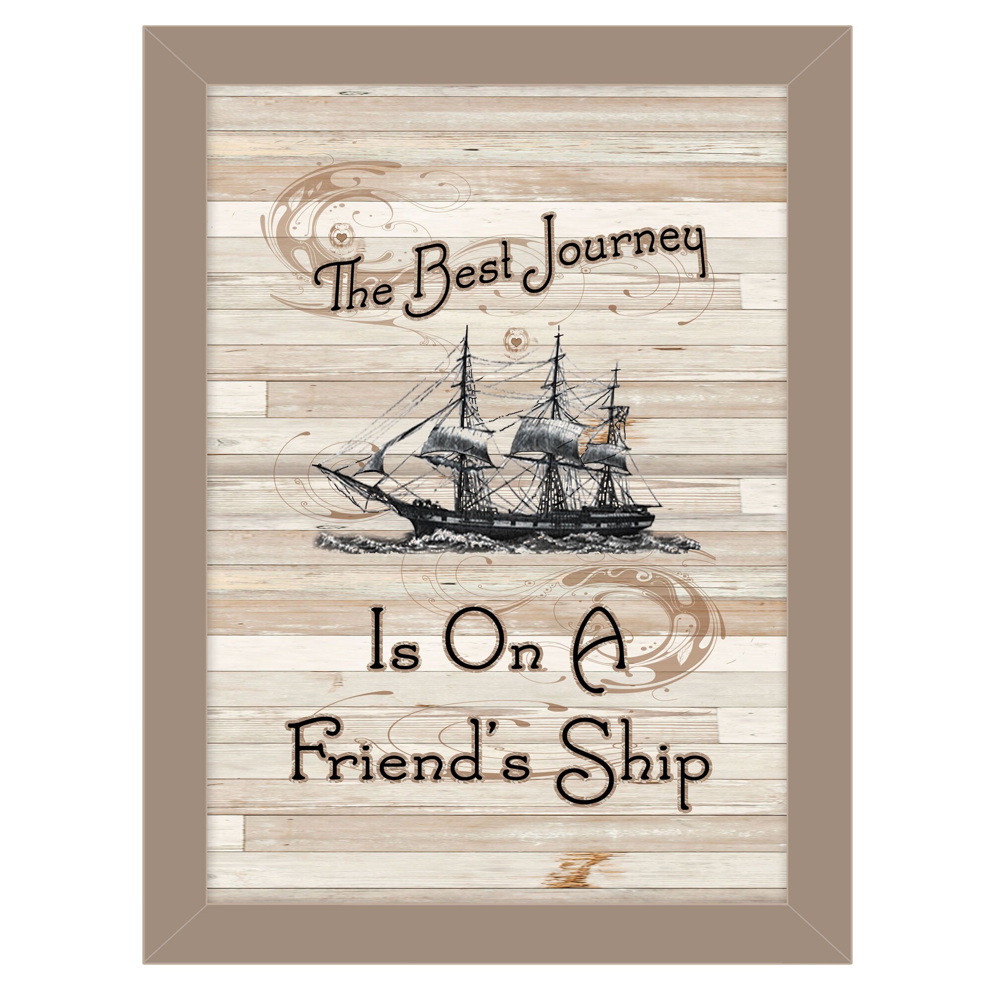 Trendy Decor 4U ME30A-779SG Friendship Journey Millwork Engineering Brown Wood Framed 14-in H x 10-in W Vintage/Retro Paper Print