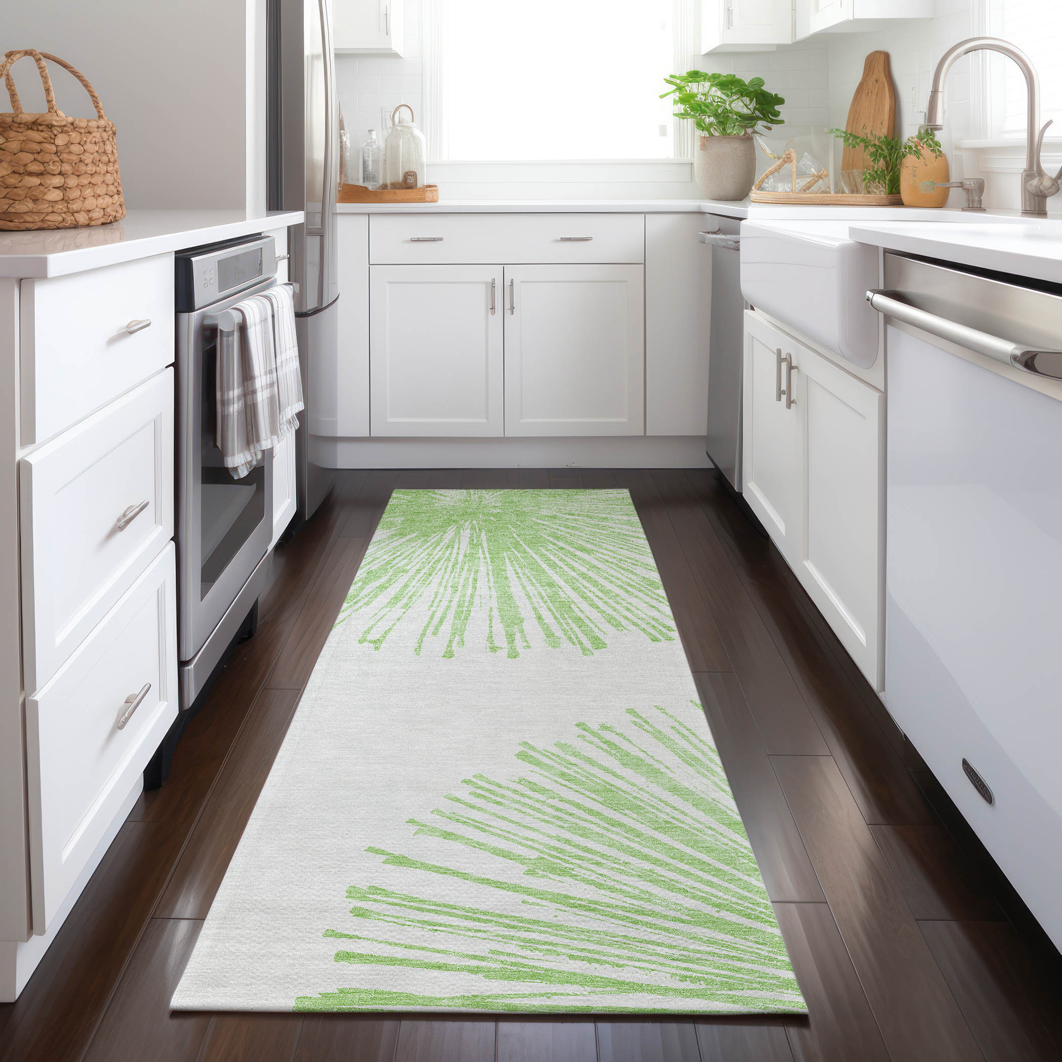 Addison Rugs ACN642AL2X8 Chantille ACN642AL 2 x 7 (ft) Polyester Aloe Rectangular Indoor/Outdoor Geometric Machine washable Runner rug