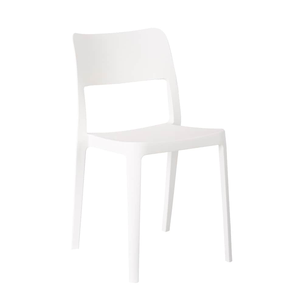White Stackable Armless Resin Dining Chairs, Set of 2