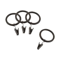 Curtain Ring with Clip Black Set of 15pcs,Metal Black Curtain Clips for  Drapes,1.5 Inner Diameter Hanging Ring Suitable for 1.27 Curtain Rod,  Wire