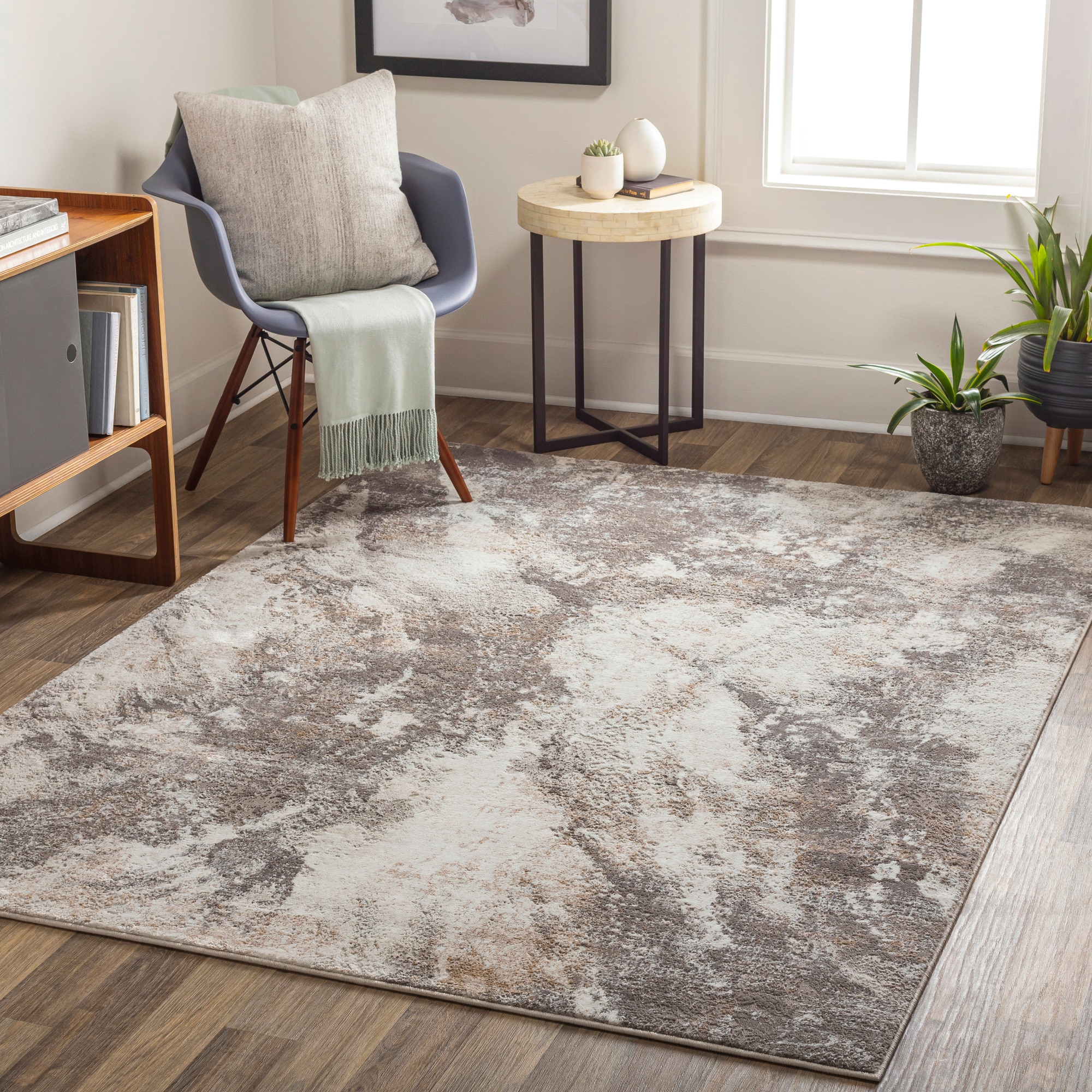Livabliss ALG2335-679 7 x 9 (ft) Polyester Taupe Rectangular Indoor Abstract Area rug
