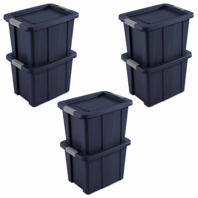 Rubbermaid 18 Gallon Stackable Storage Container, Dark Indigo Metallic (6 Pack)