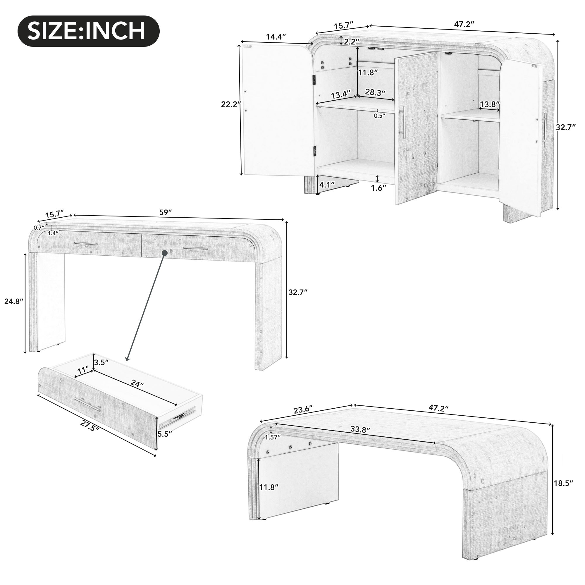 ModernLuxe XW000016AAB Console-Sofa-Tables - View #2