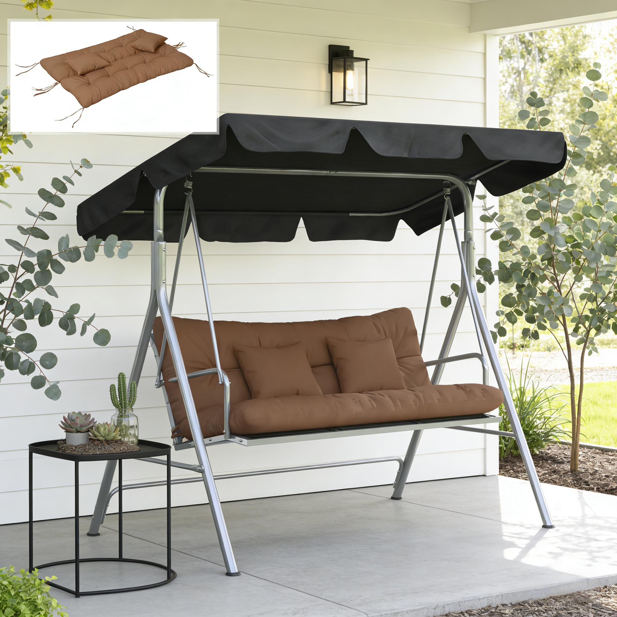 GDFStudio - Clove 59 in. Coastal 4-Piece Polyester Outdoor Bench Cushion Set with Tufted Support ...
