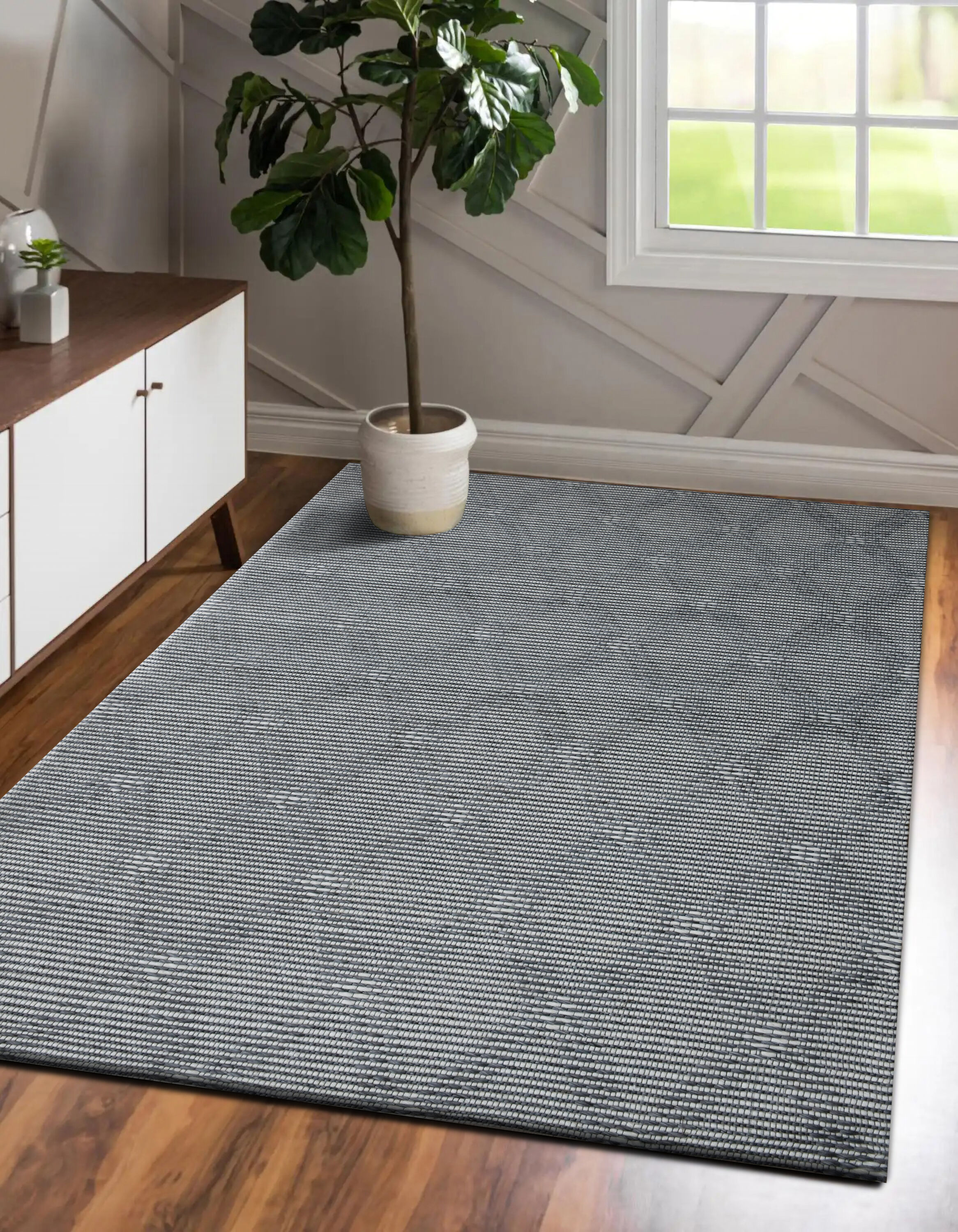 LR Home 7801A7184934J8 8 x 10 (ft) Wool Gray/Ivory Rectangular Indoor/Outdoor Geometric Farmhouse/Cottage Area rug