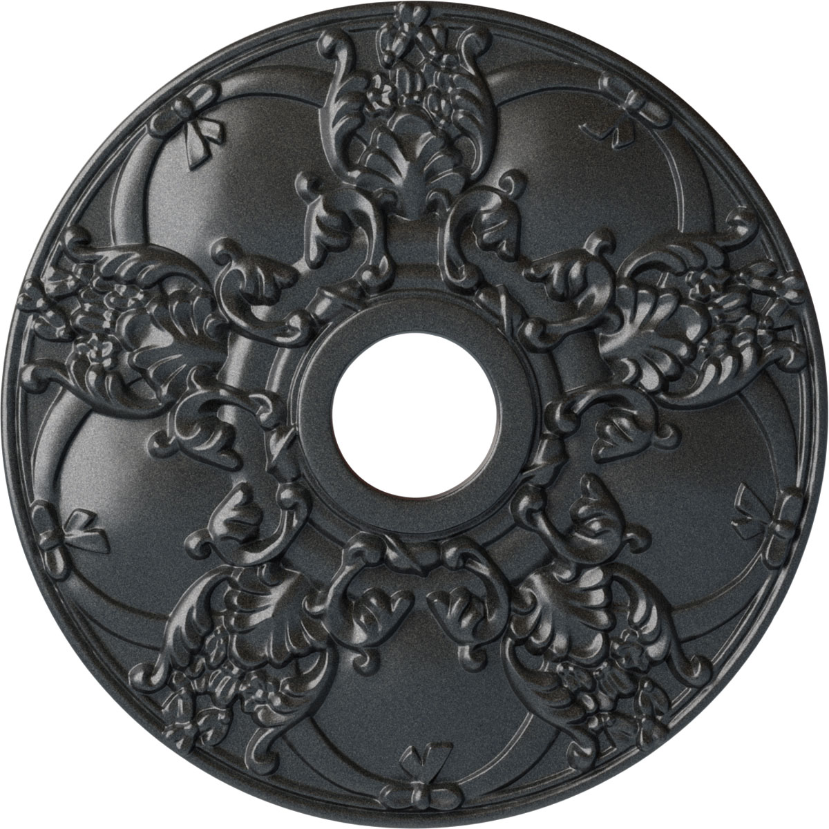Ekena Millwork CM18NOPES Norwich 18-in W x 18-in L Painted Pewter Polyurethane Whole Ceiling Medallion