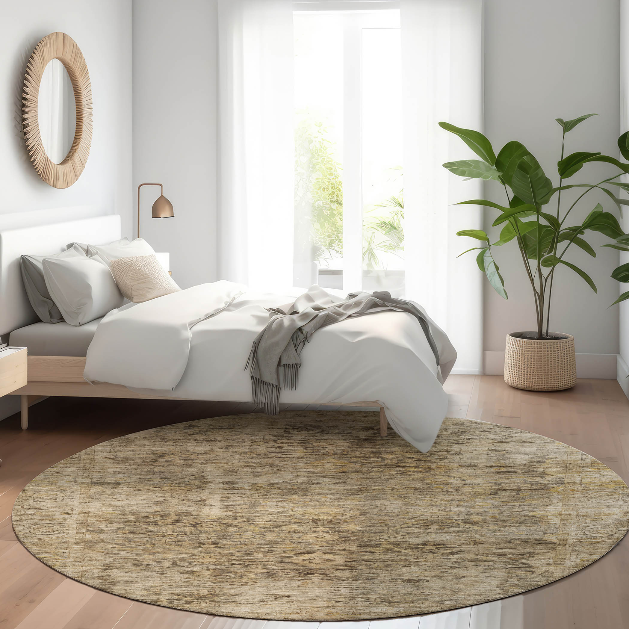 Addison Rugs ACN1773BR8RO Chantille ACN1773BR 8 x 8 (ft) Loomed Polyester Brown Round Indoor/Outdoor Machine washable Pet Friendly Area rug