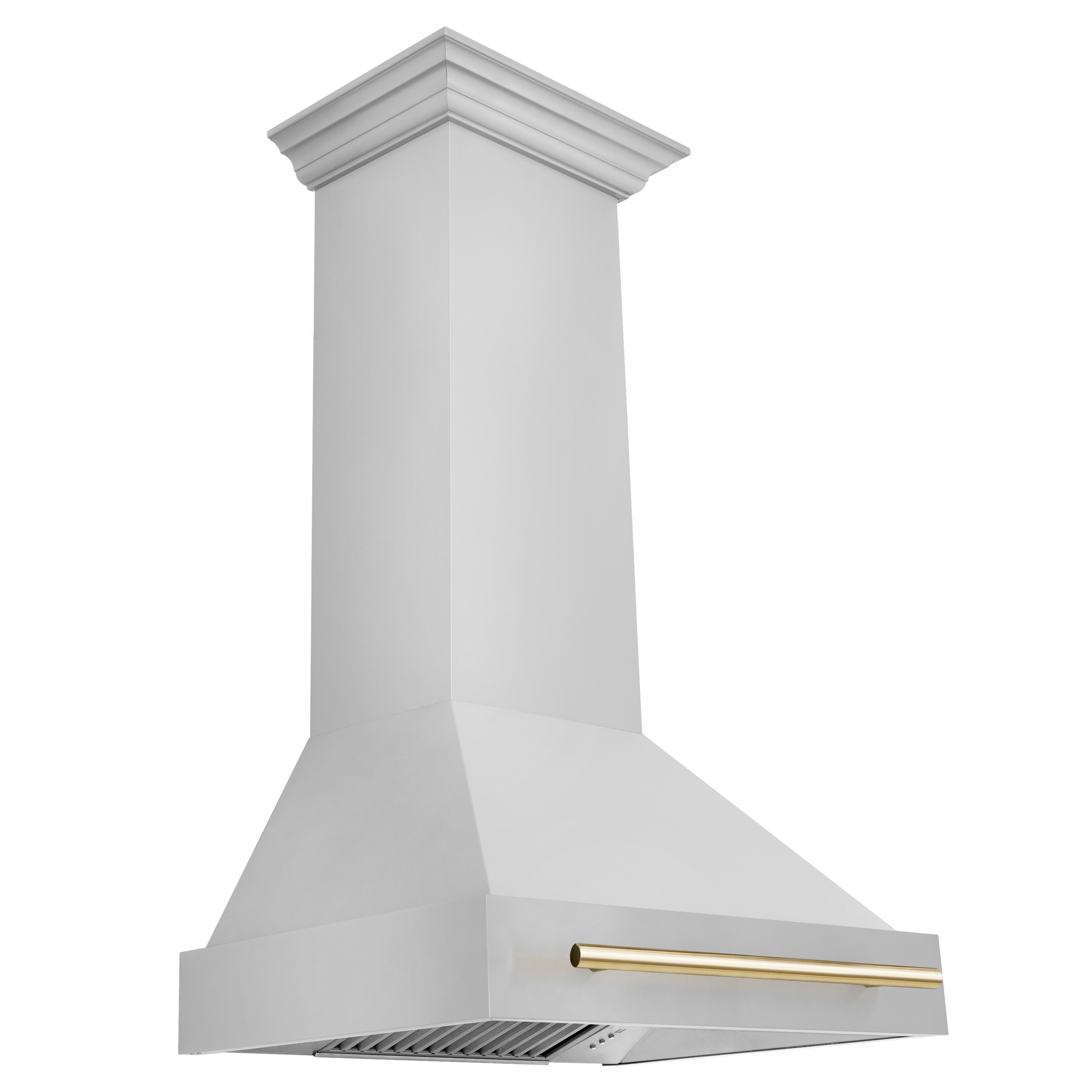 ZLINE KITCHEN & BATH 8654STZ-30-G 30 inch Ducted 400-CFM Stainless Steel with Polished Gold Handle Wall-Mounted Range Hood