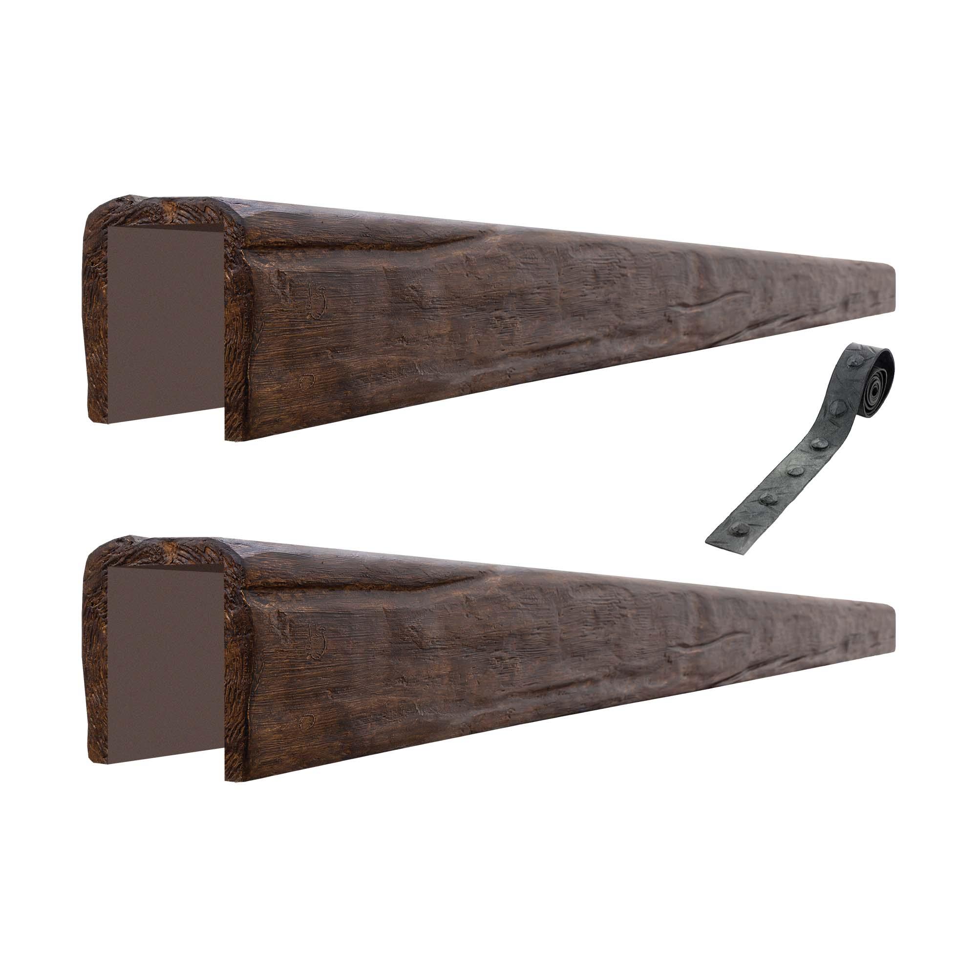 Architectural Products by Outwater AB2-RW-W Artisan Faux Wood Beams 6-in x 96-in Walnut Finished Polyurethane U-Shaped Decorative Beam