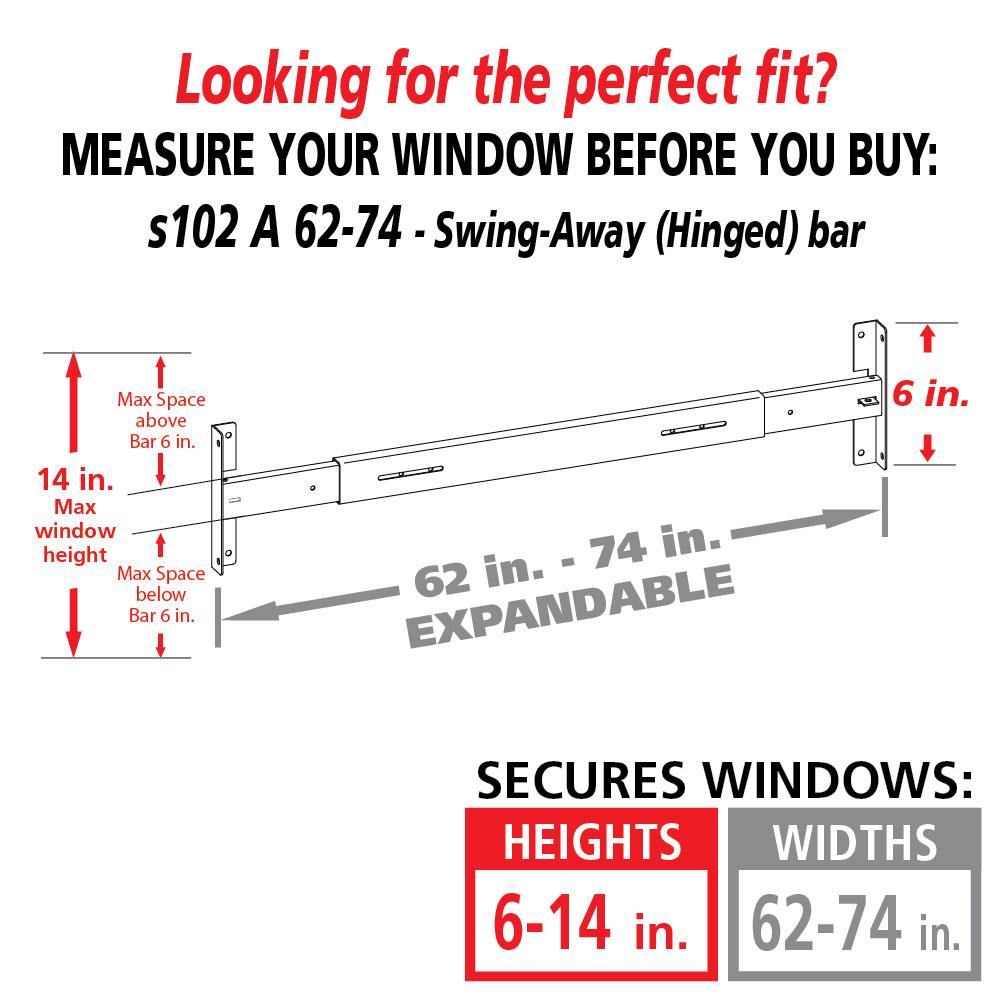 Mr. Goodbar A 52-in X 6-in White Steel Adjustable Window Security Bar ...