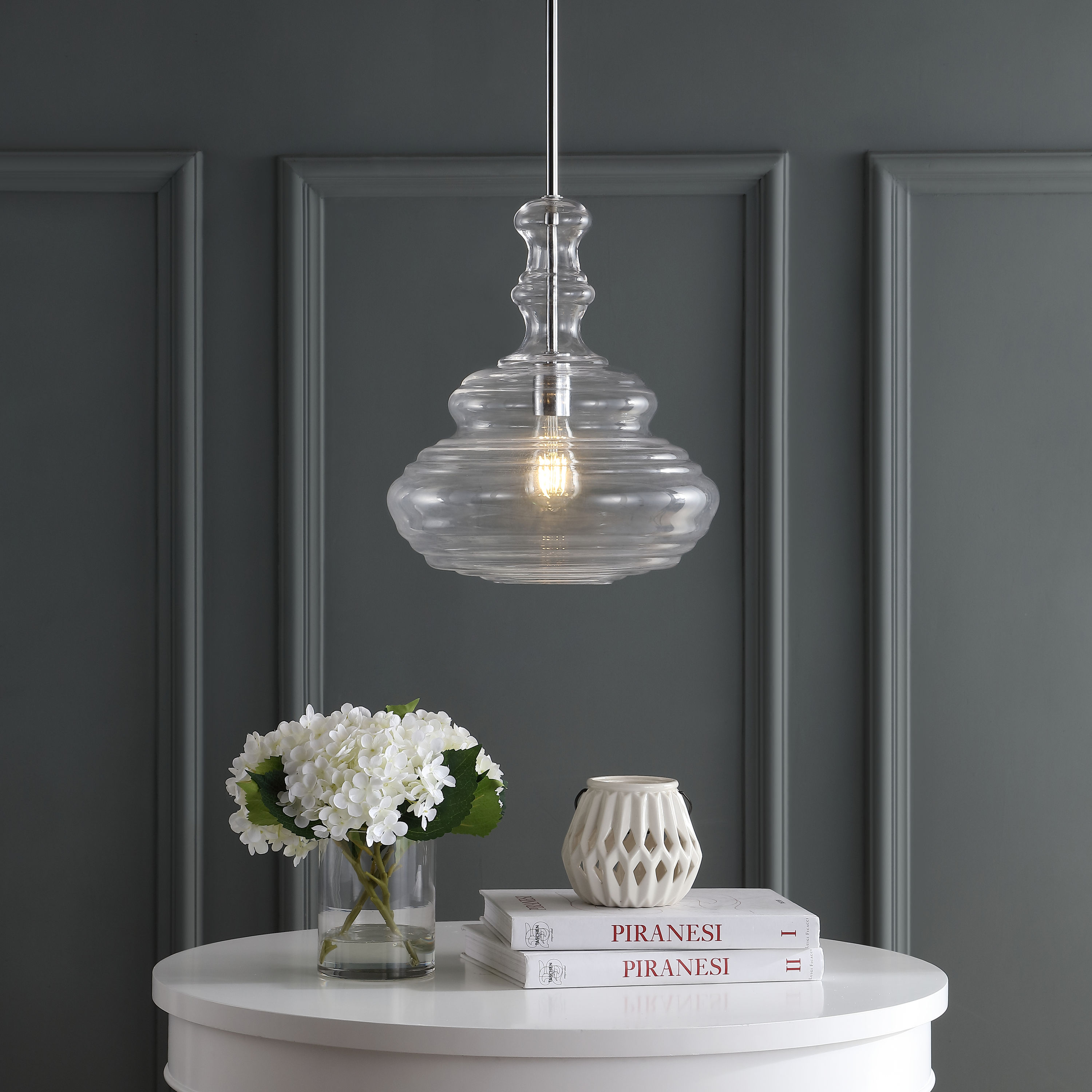 Bettina 13.37" Chrome Polished Clear Glass LED Pendant